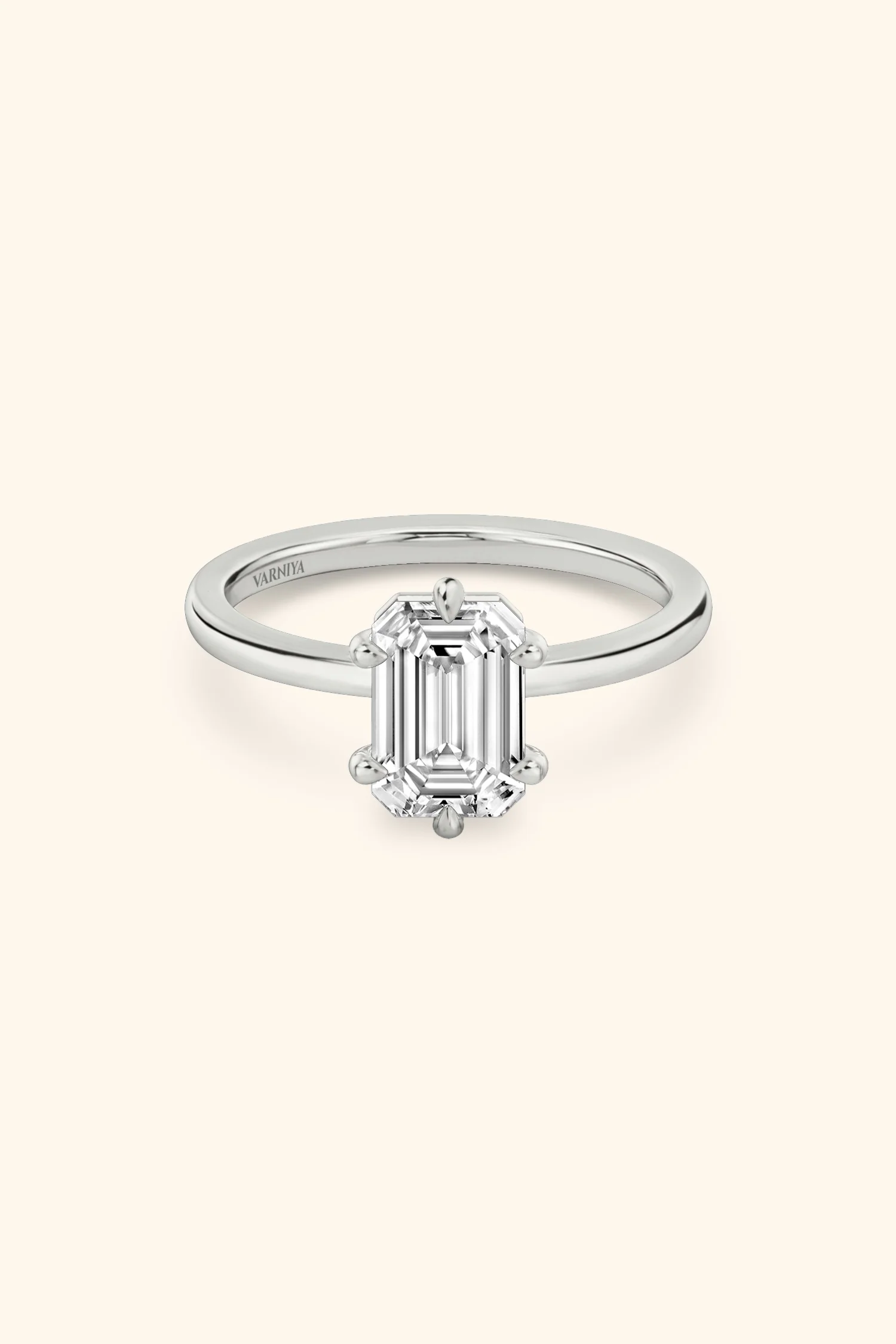6 Prong Classic Grace with Emerald Solitaire Ring - Image 11