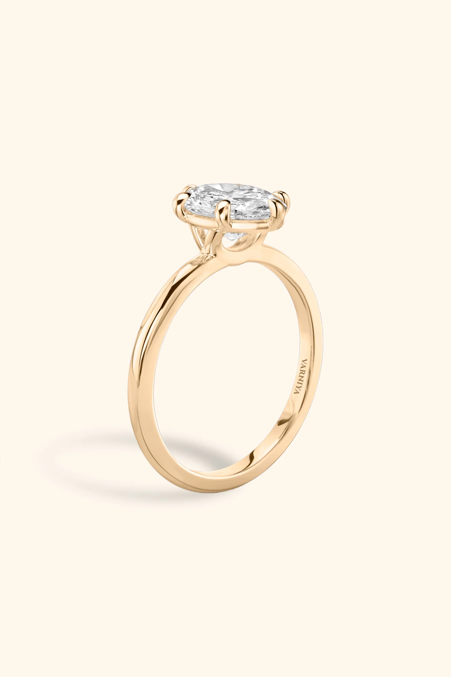 6 Prong Classic Grace Oval Solitaire Ring - Image 7