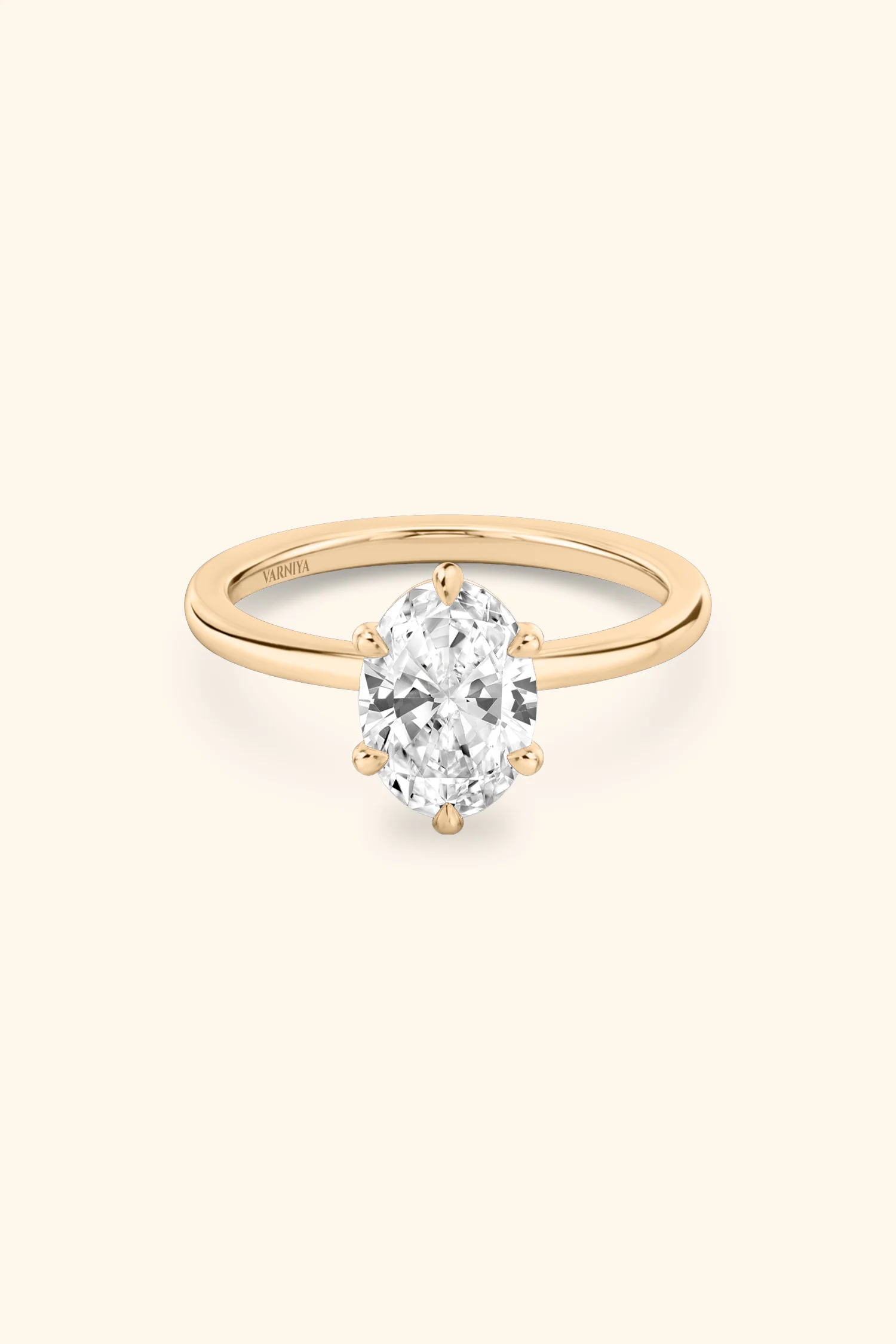 6 Prong Classic Grace Oval Solitaire Ring - Image 6