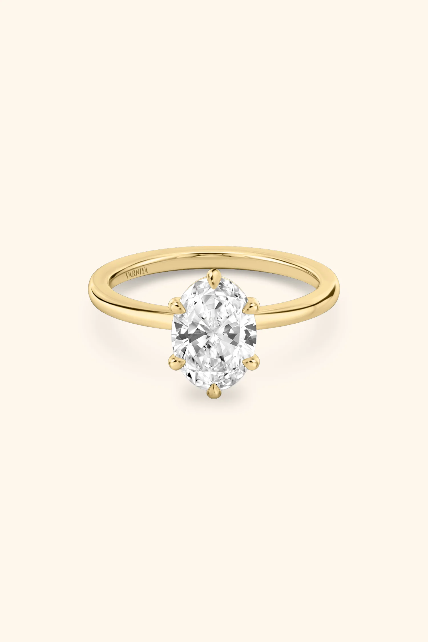 6 Prong Classic Grace Oval Solitaire Ring - Image 7