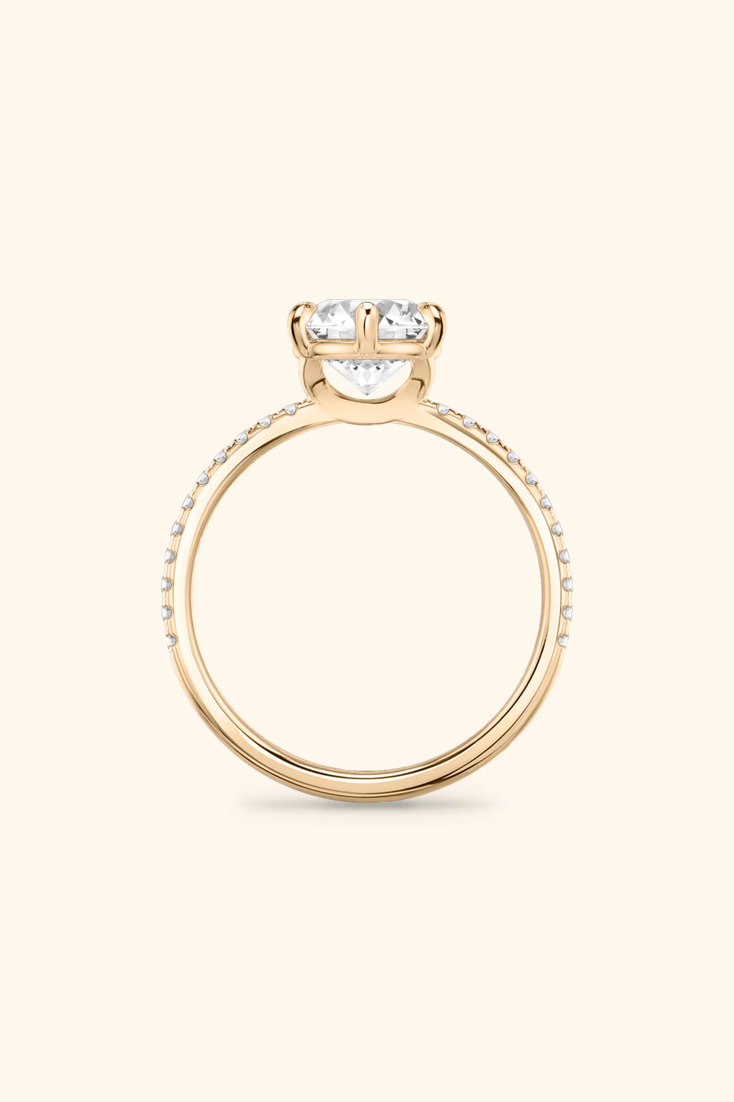 6 Prong Classic Round Brilliant Solitaire Pavé Ring - Image 13