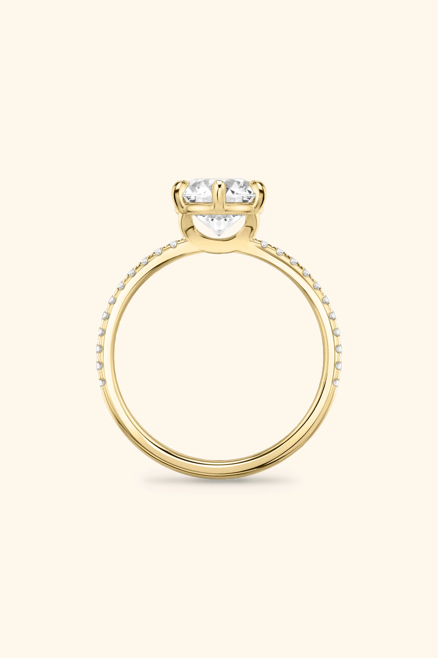 6 Prong Classic Round Brilliant Solitaire Pavé Ring - Image 13