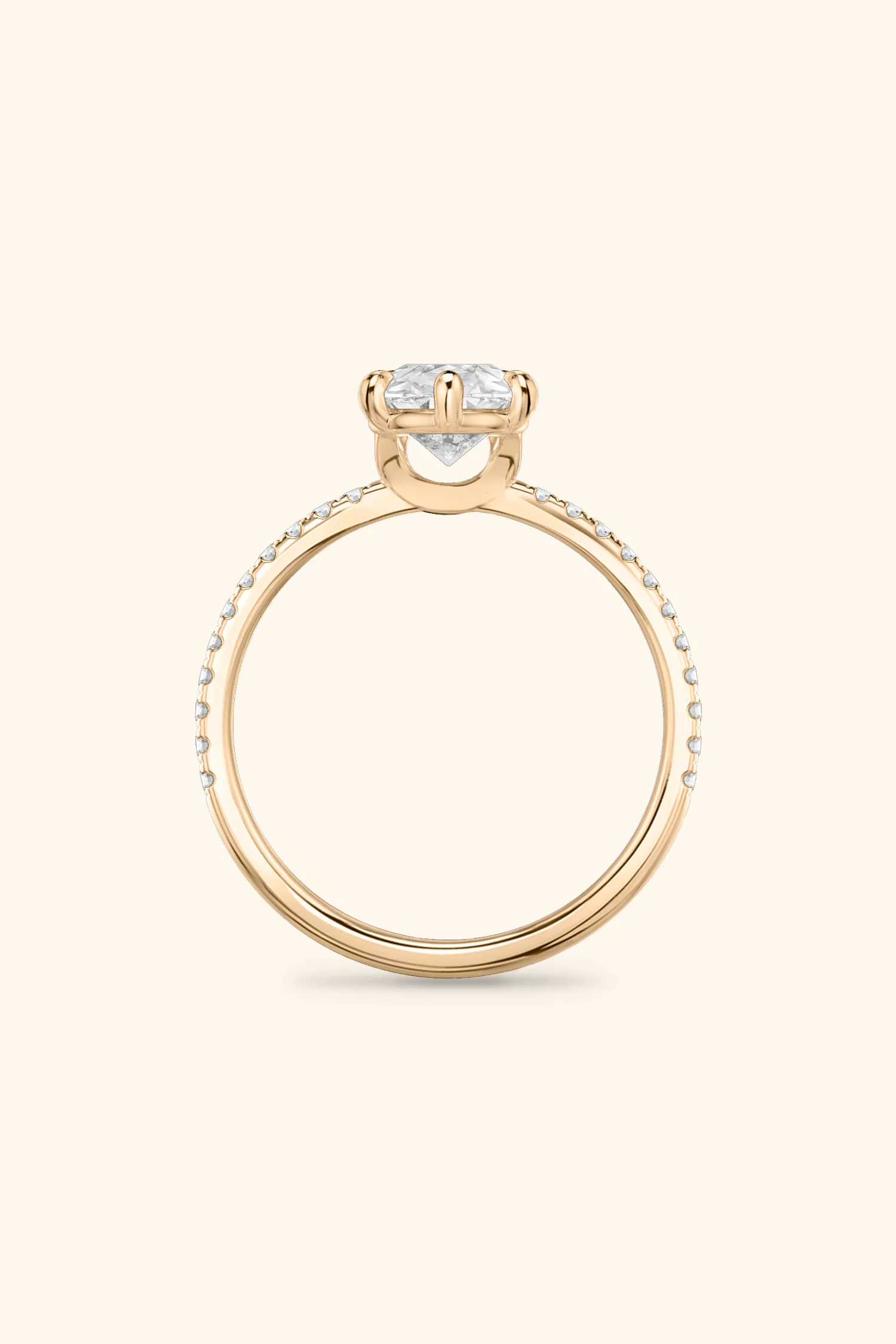 6 Prong Classic Pear Solitaire Pavé Ring - Image 13