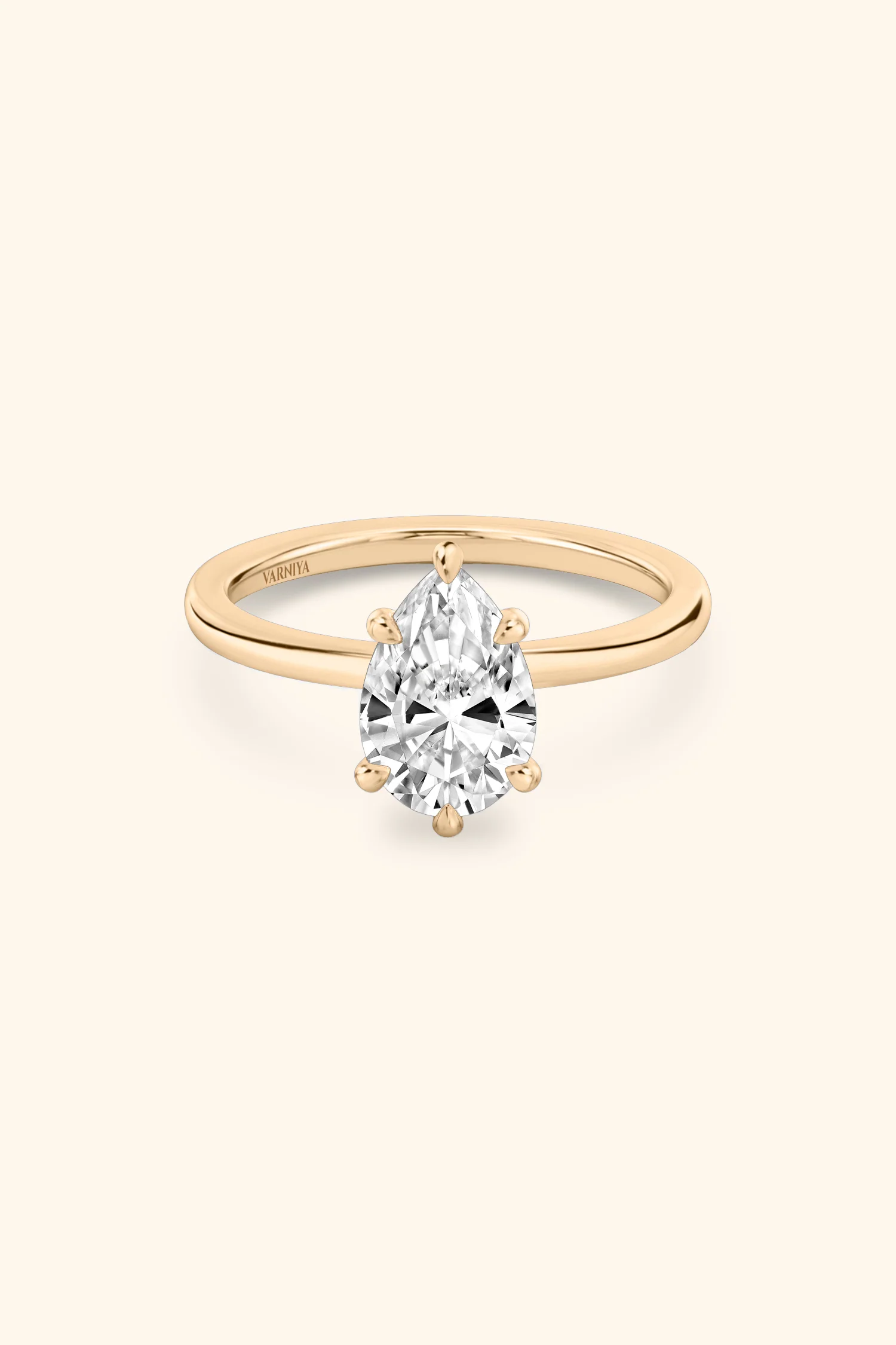6 Prong Classic Grace Pear Solitaire Ring - Image 11