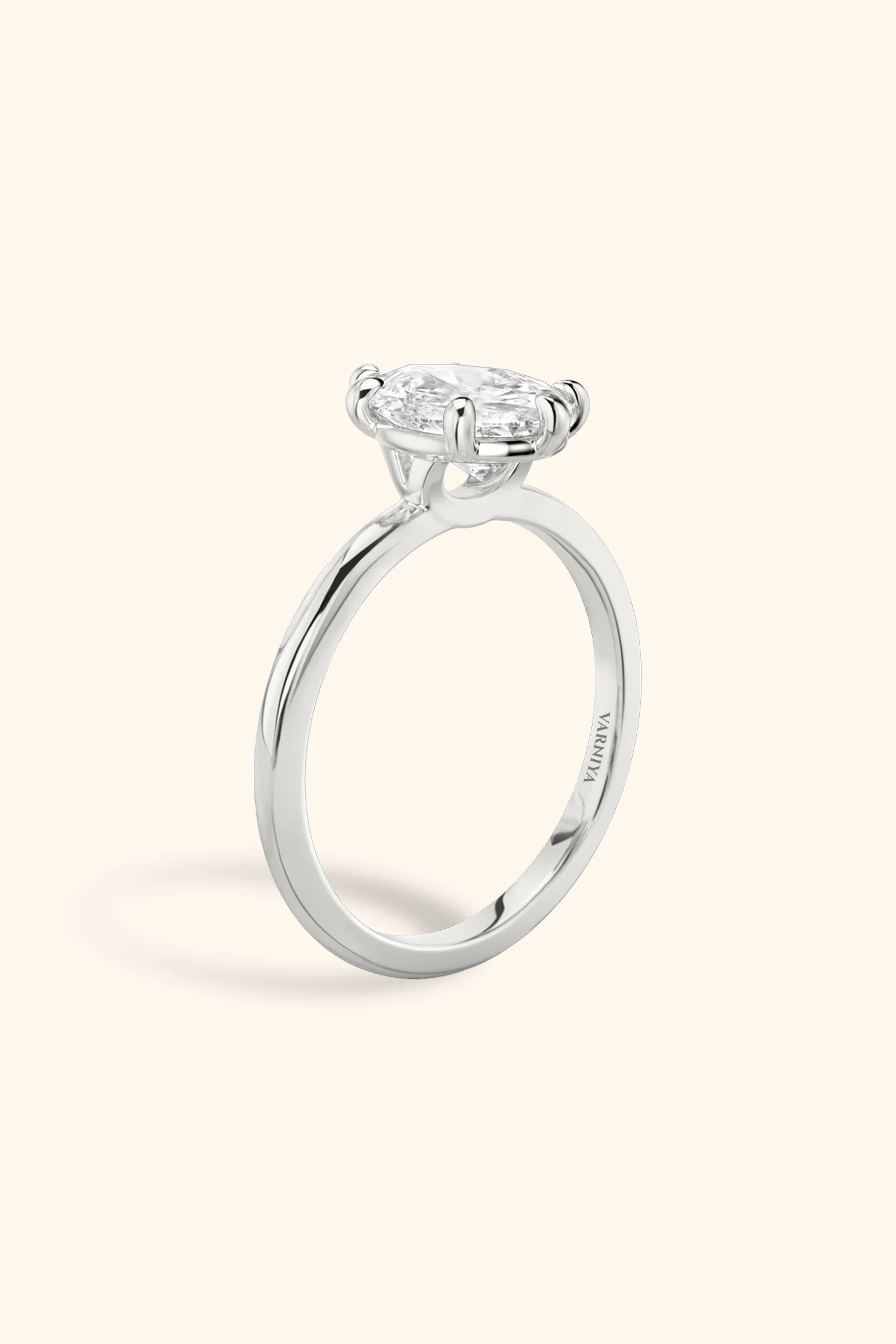 6 Prong Classic Grace Pear Solitaire Ring - Image 7