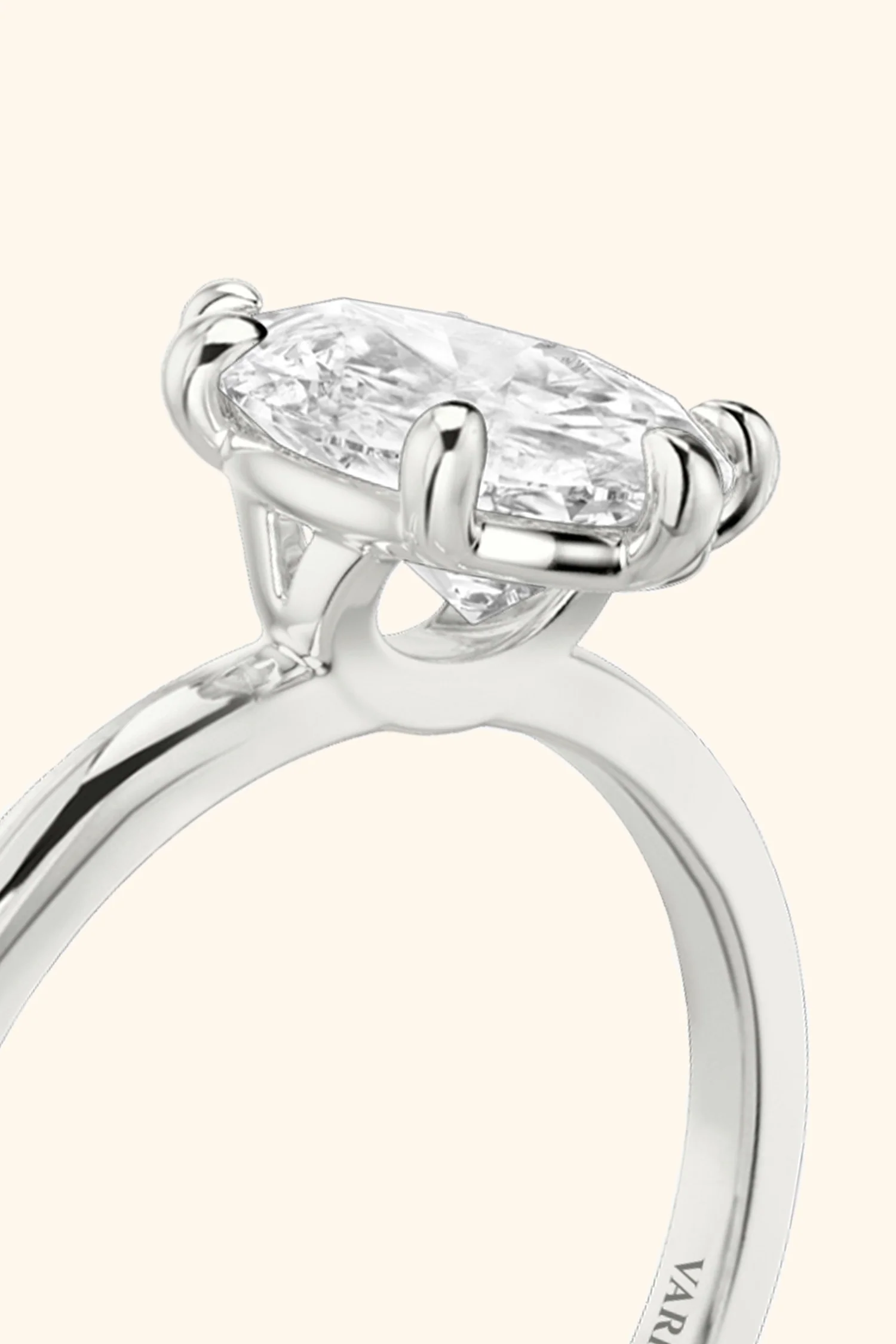6 Prong Classic Grace Pear Solitaire Ring - Image 4