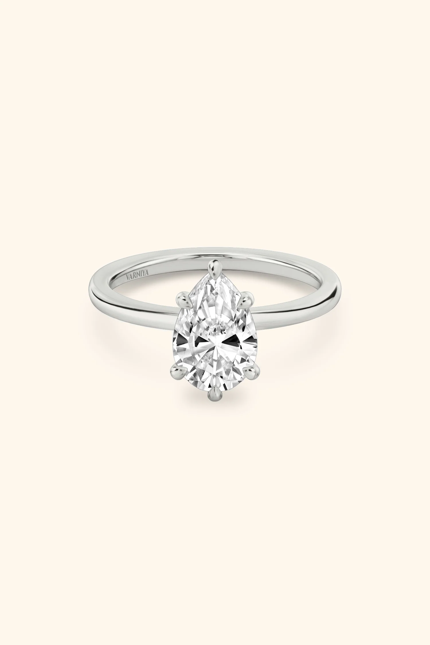 6 Prong Classic Grace Pear Solitaire Ring - Image 6