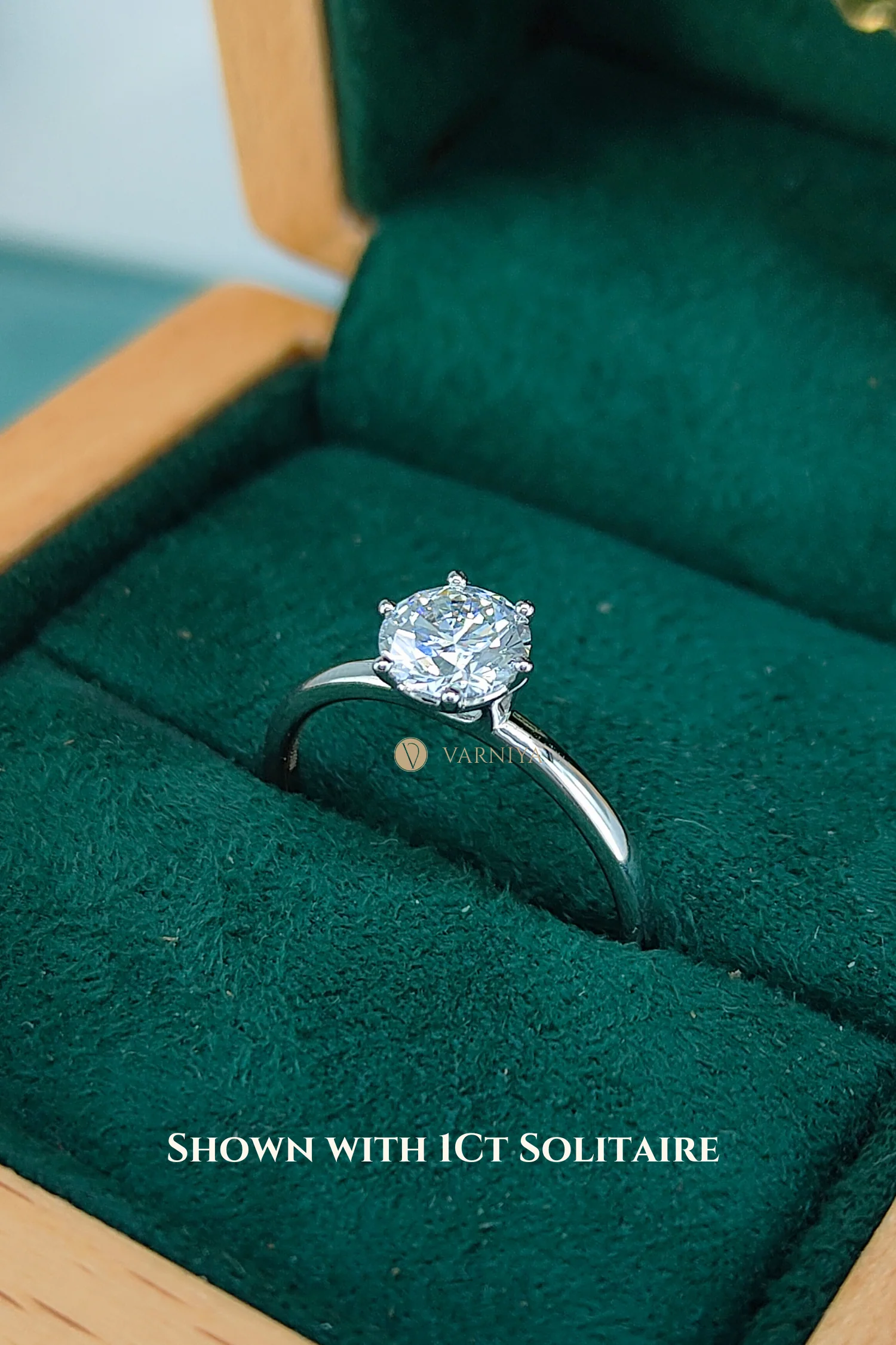 6 Prong Classic Grace Ring Set with a Round Diamond - Image 3