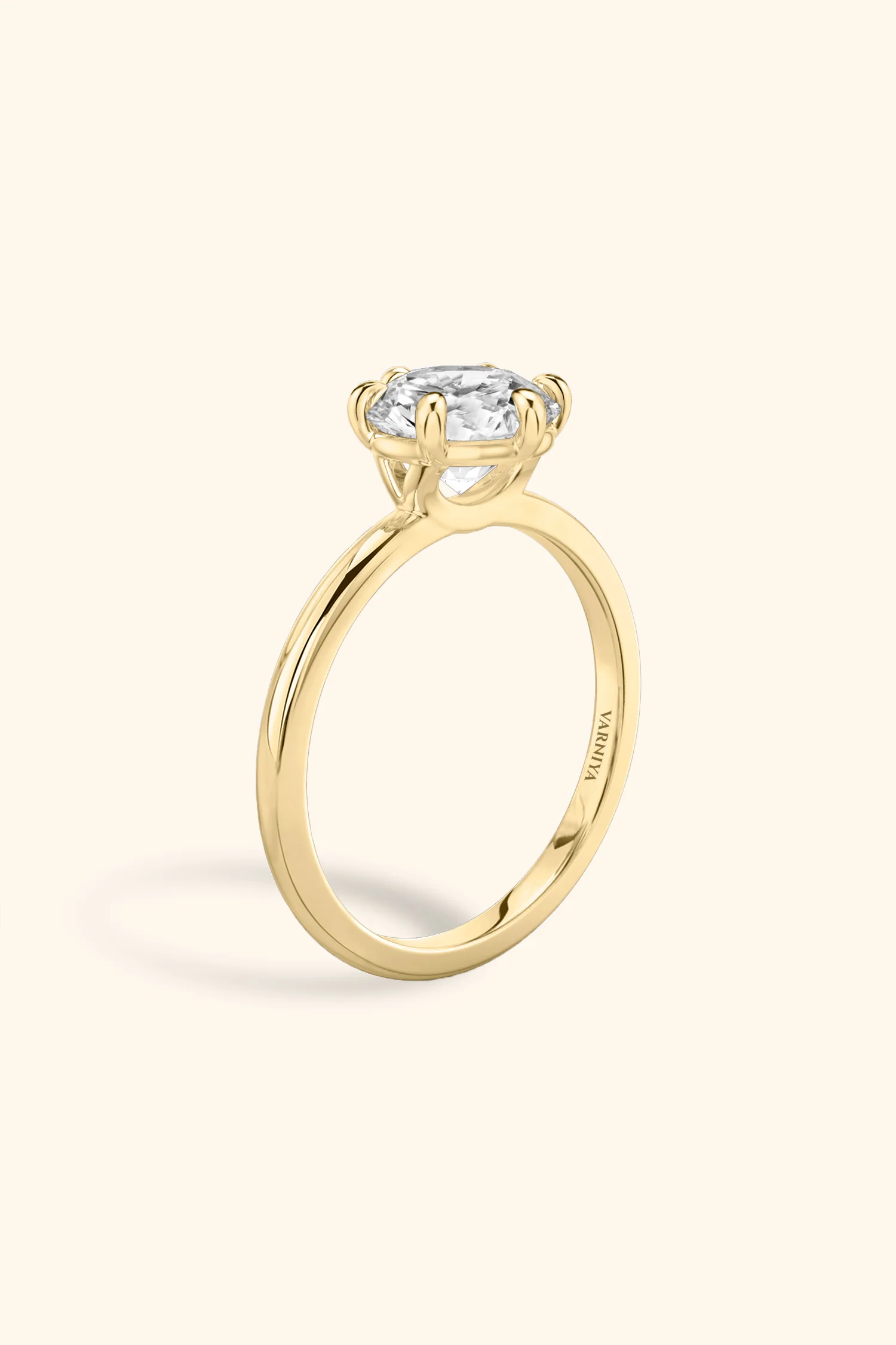 6 Prong Classic Grace Ring Set with a Round Diamond - Image 4