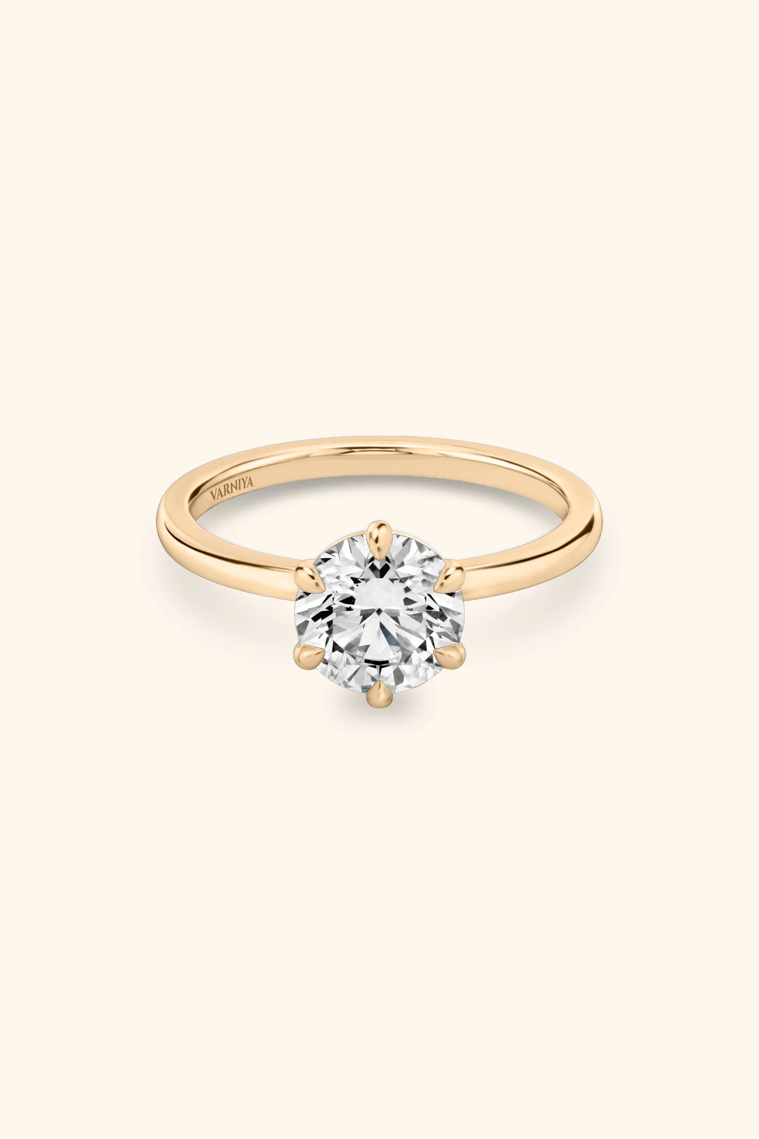 6 Prong Classic Grace Ring Set with a Round Diamond - Image 8