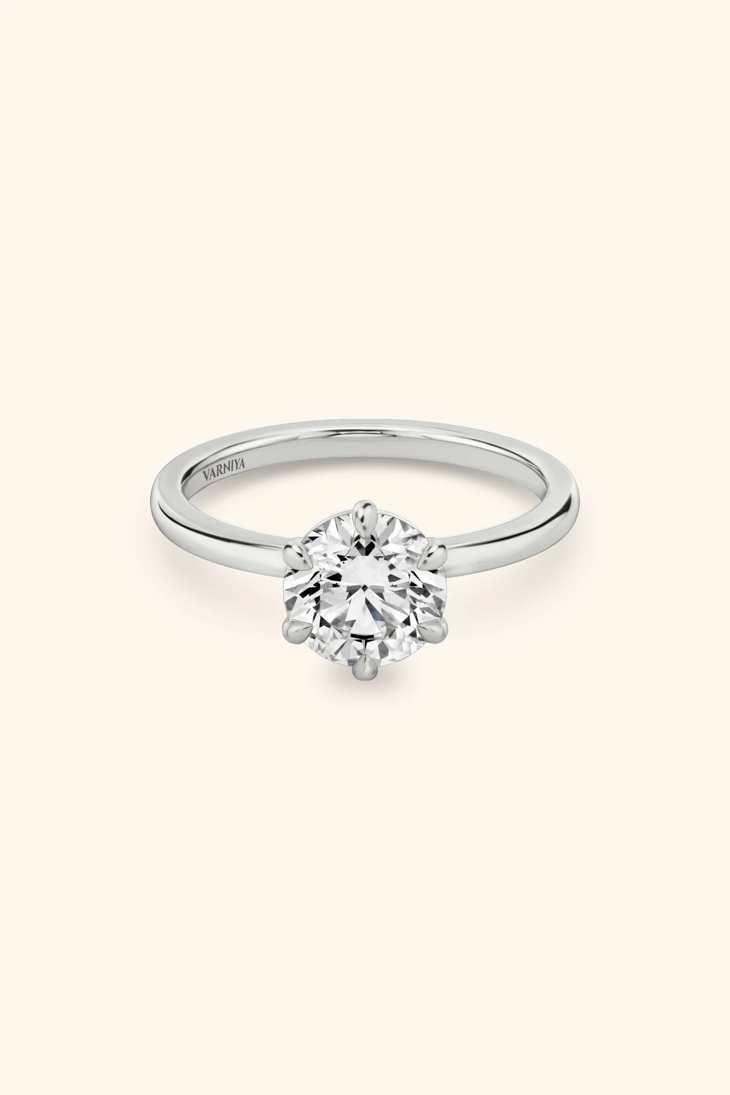 6 Prong Classic Grace Ring Set with a Round Diamond - Image 9