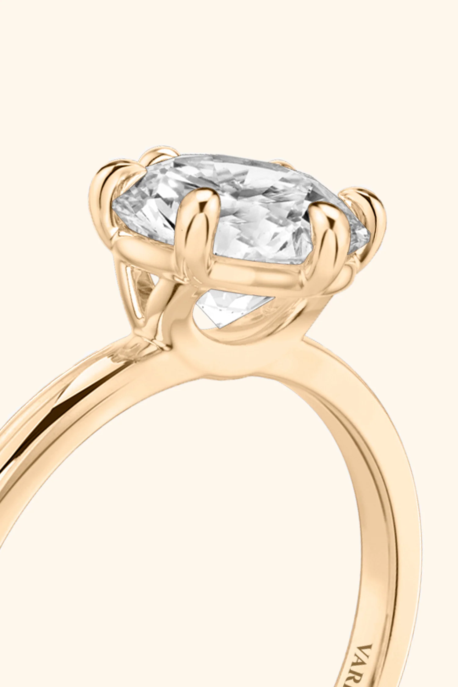 6 Prong Classic Grace Ring Set with a Round Diamond - Image 3