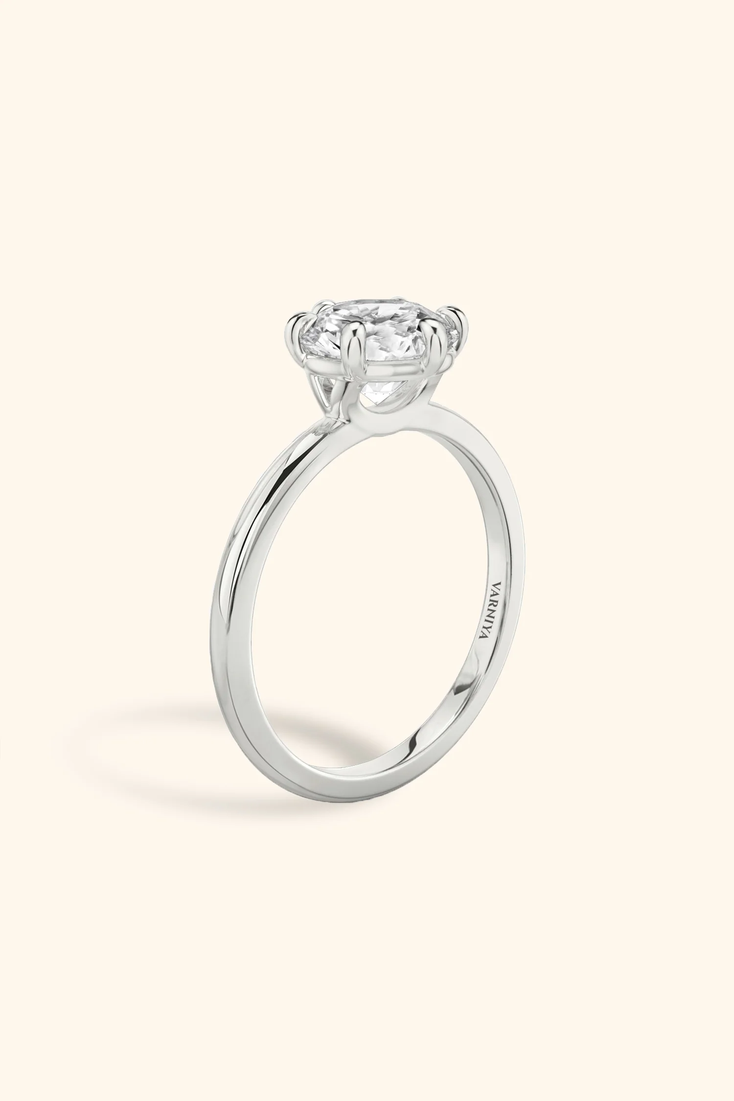 6 Prong Classic Grace Ring Set with a Round Diamond - Image 6