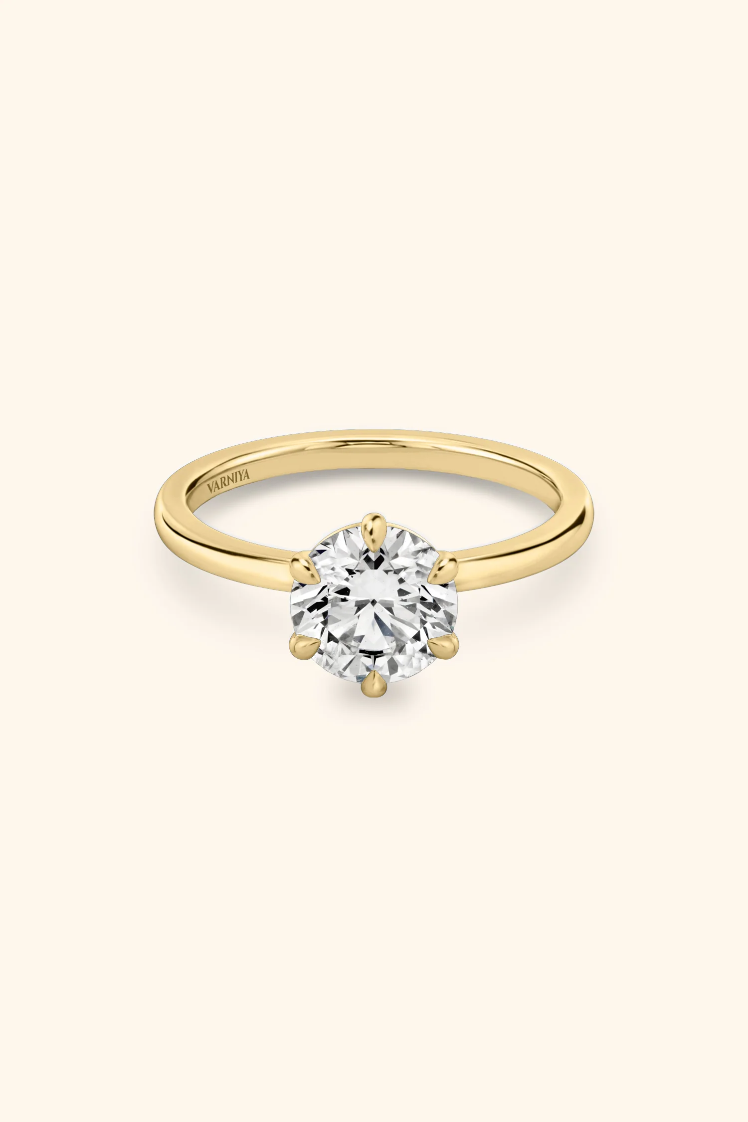 6 Prong Classic Grace Ring Set with a Round Diamond - Image 14