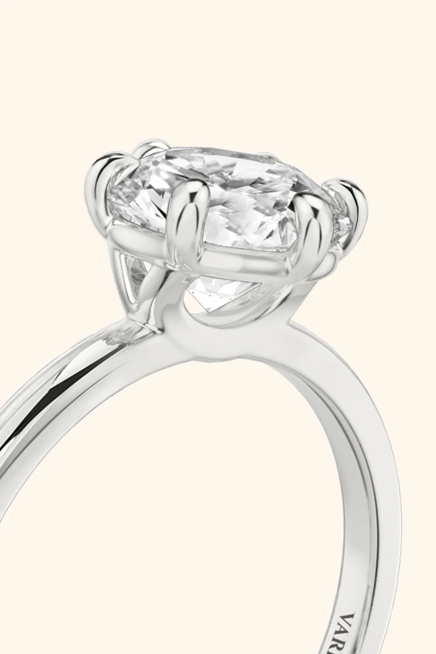 6 Prong Classic Grace Ring Set with a Round Diamond - Image 3