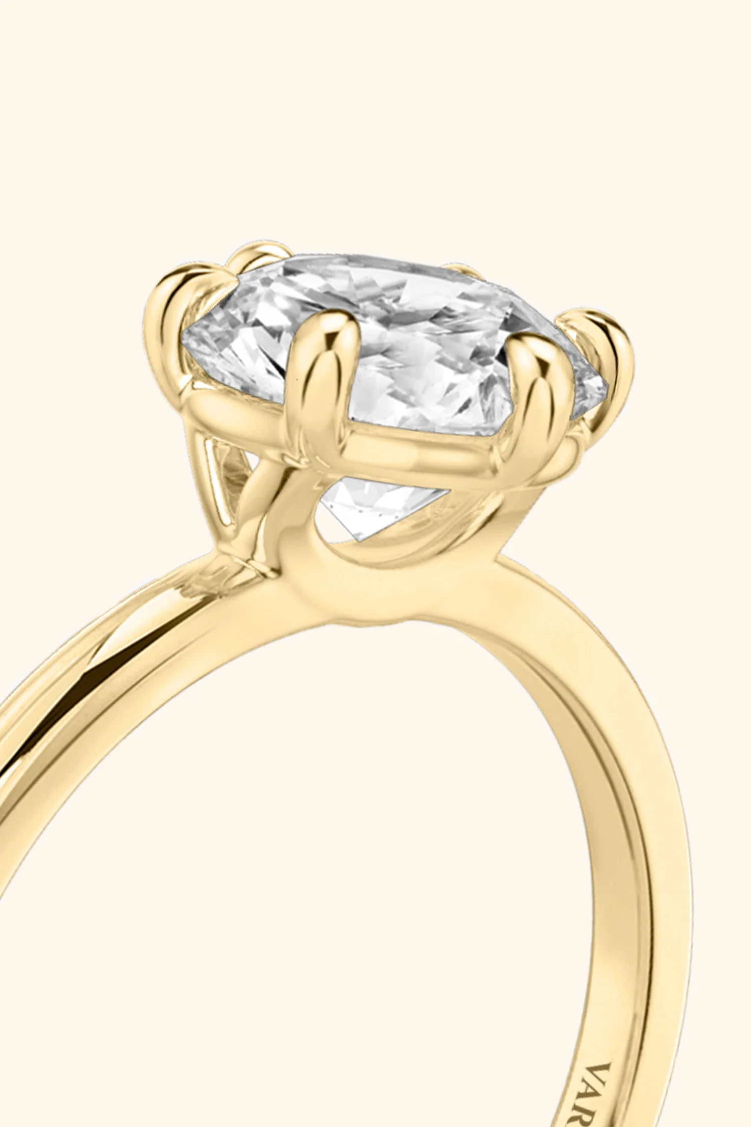 6 Prong Classic Grace Ring Set with a Round Diamond - Image 6