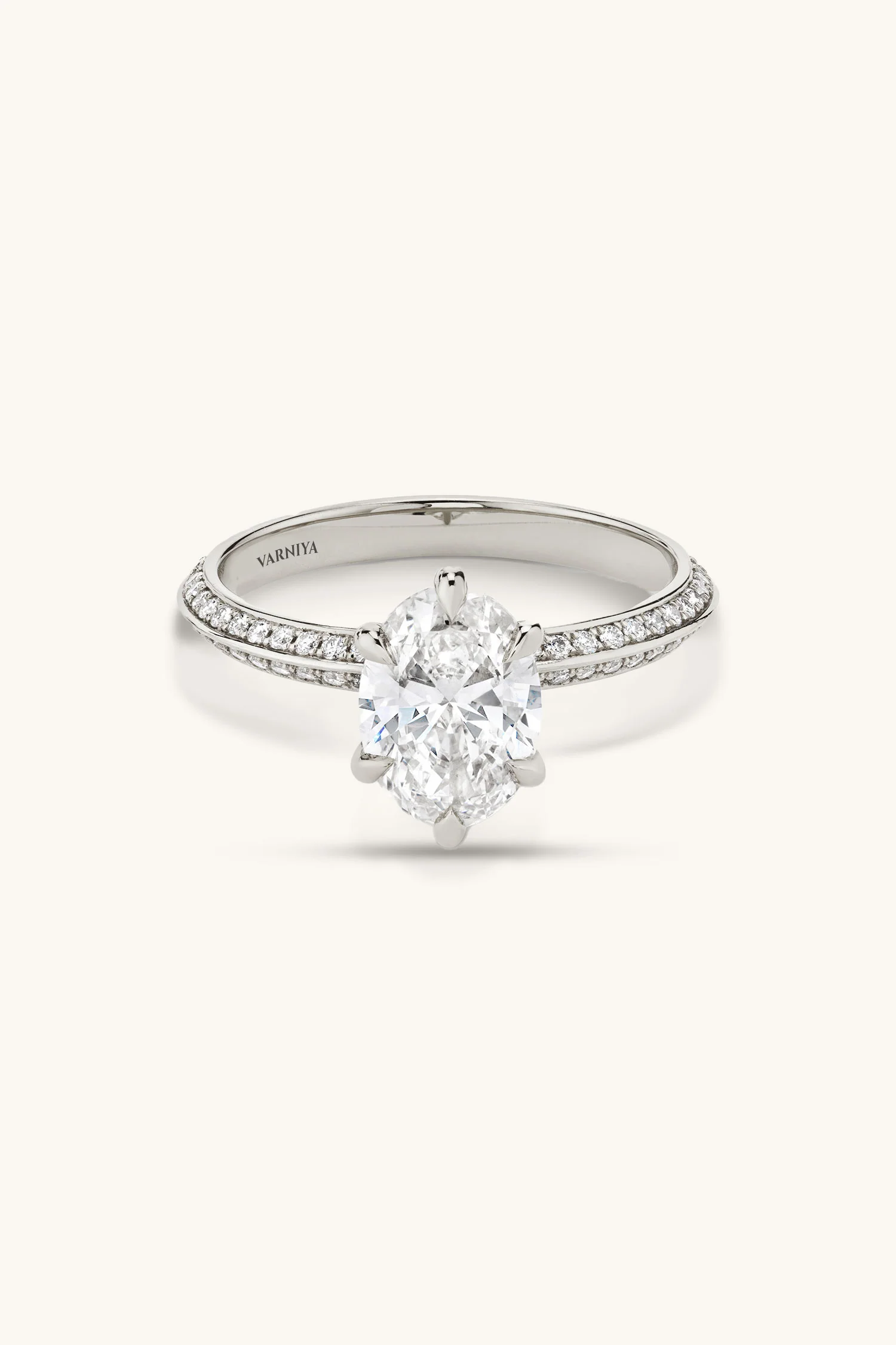 Amália Oval Solitaire Pavé Ring - Image 6