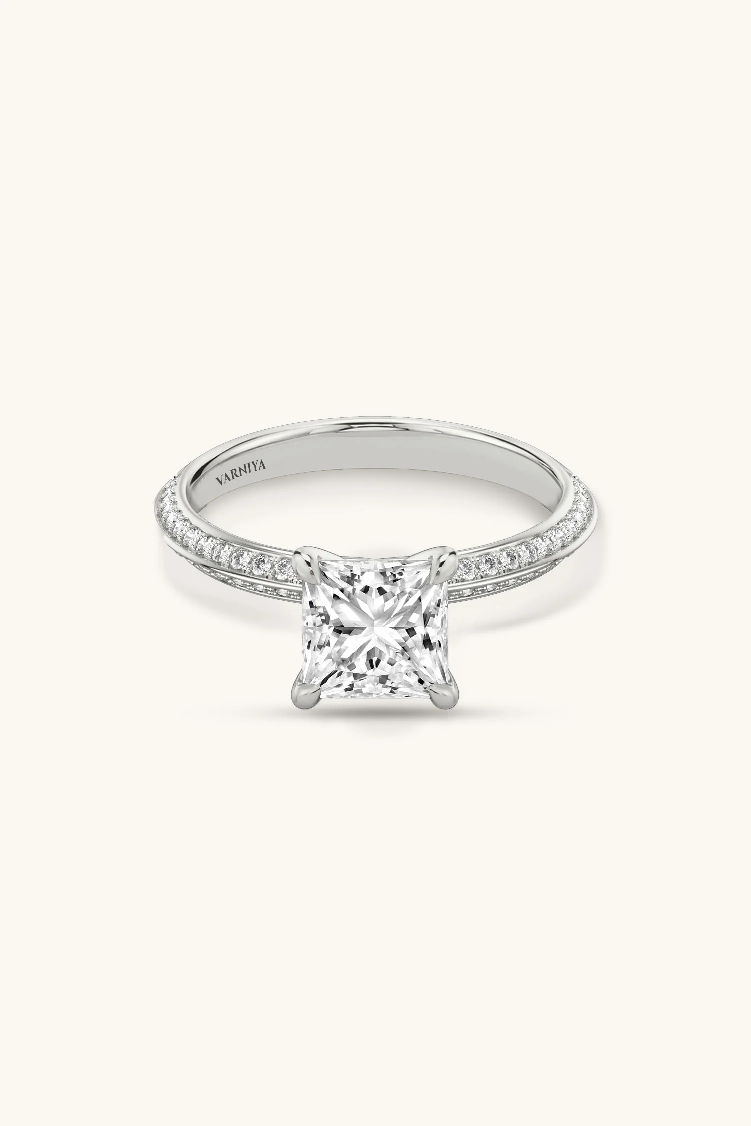 Amália Princess Solitaire Pavé Ring - Image 6