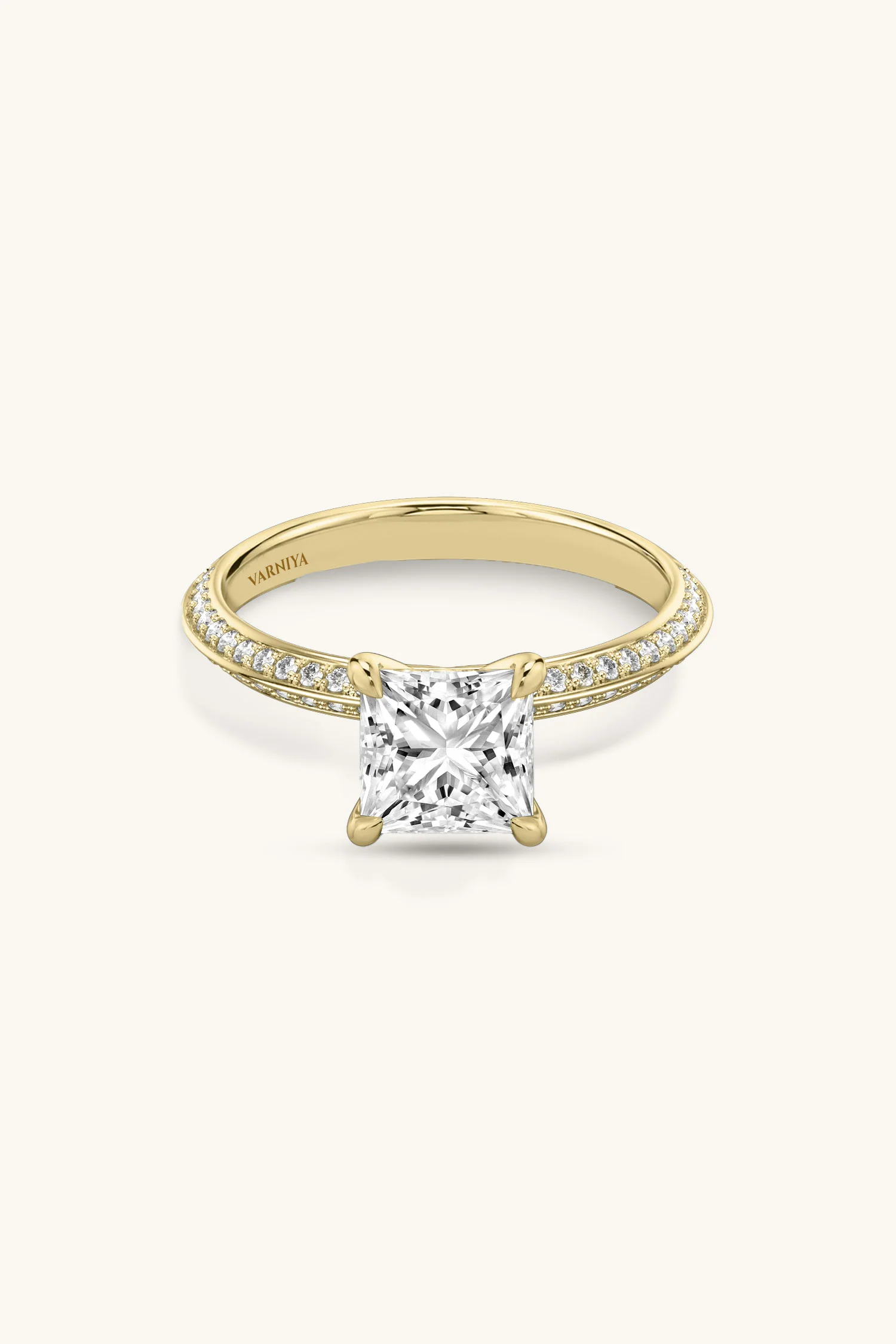 Amália Princess Solitaire Pavé Ring - Image 7