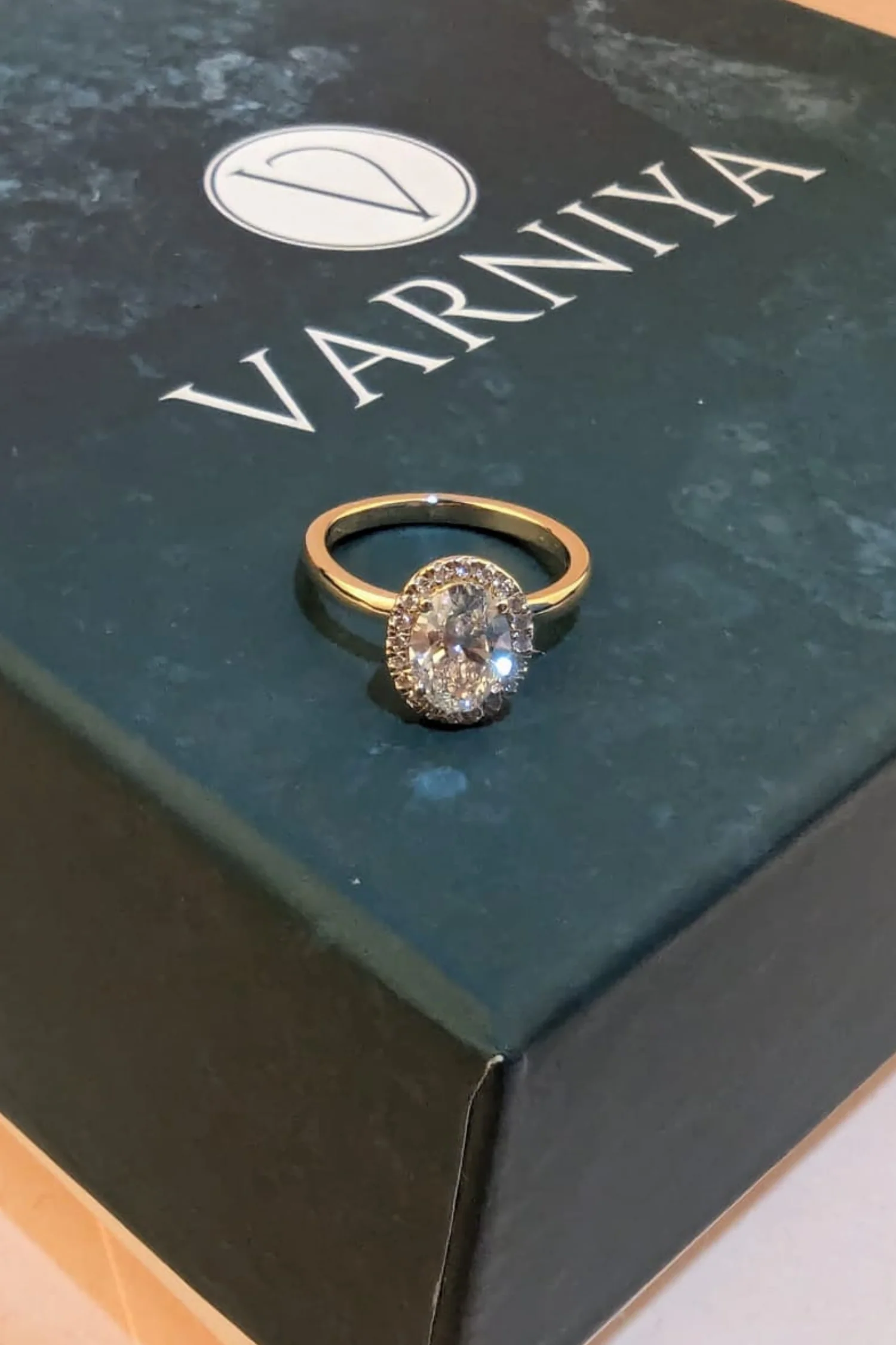 Angelica Classic Halo Oval Solitaire Ring - Image 3