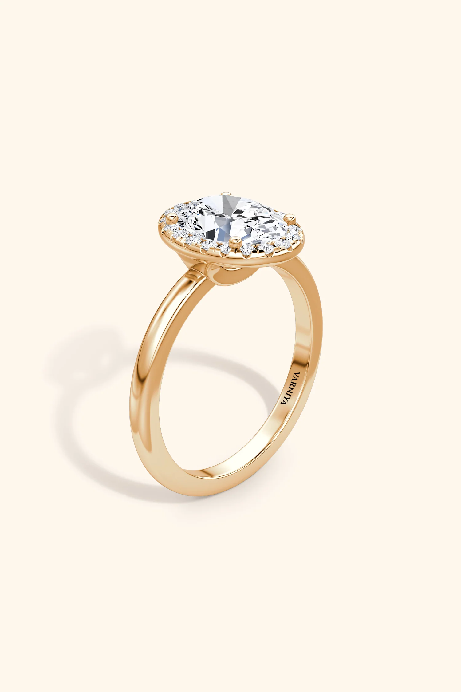 Angelica Classic Halo Oval Solitaire Ring - Image 4