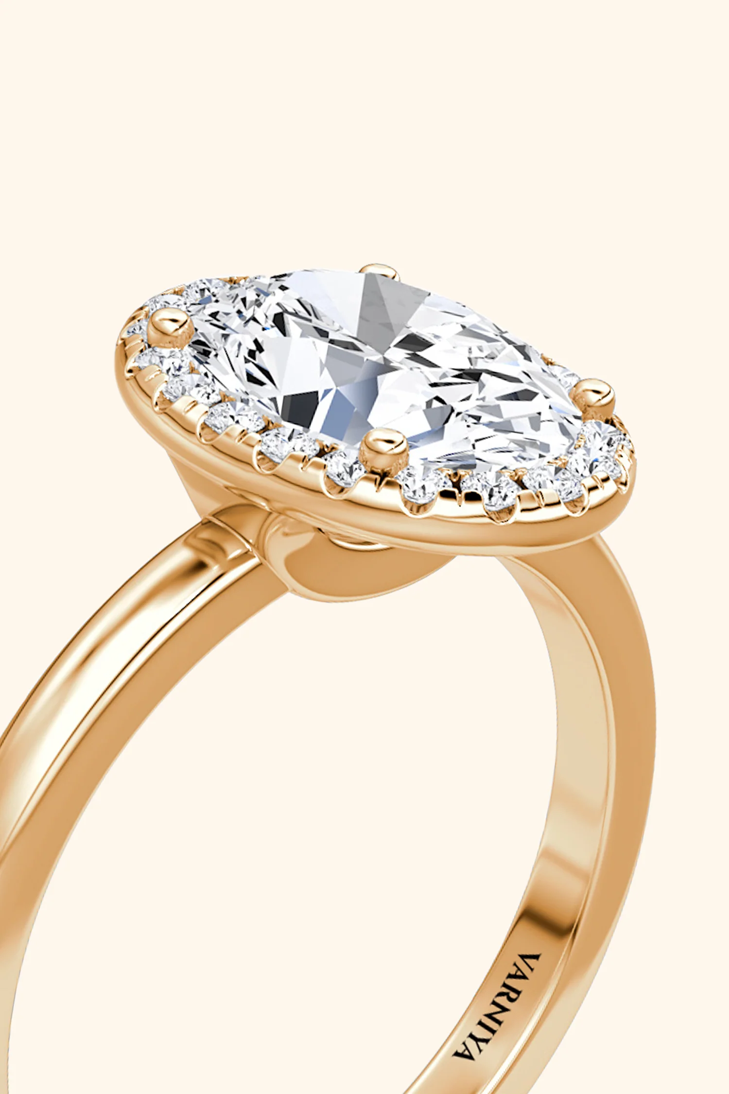 Angelica Classic Halo Oval Solitaire Ring - Image 6