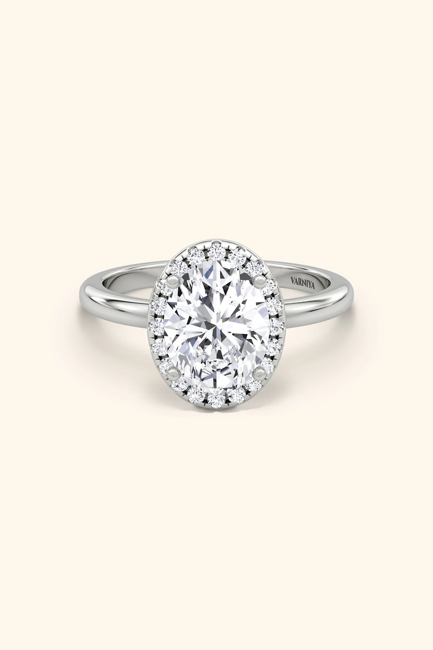 Angelica Classic Halo Oval Solitaire Ring - Image 9