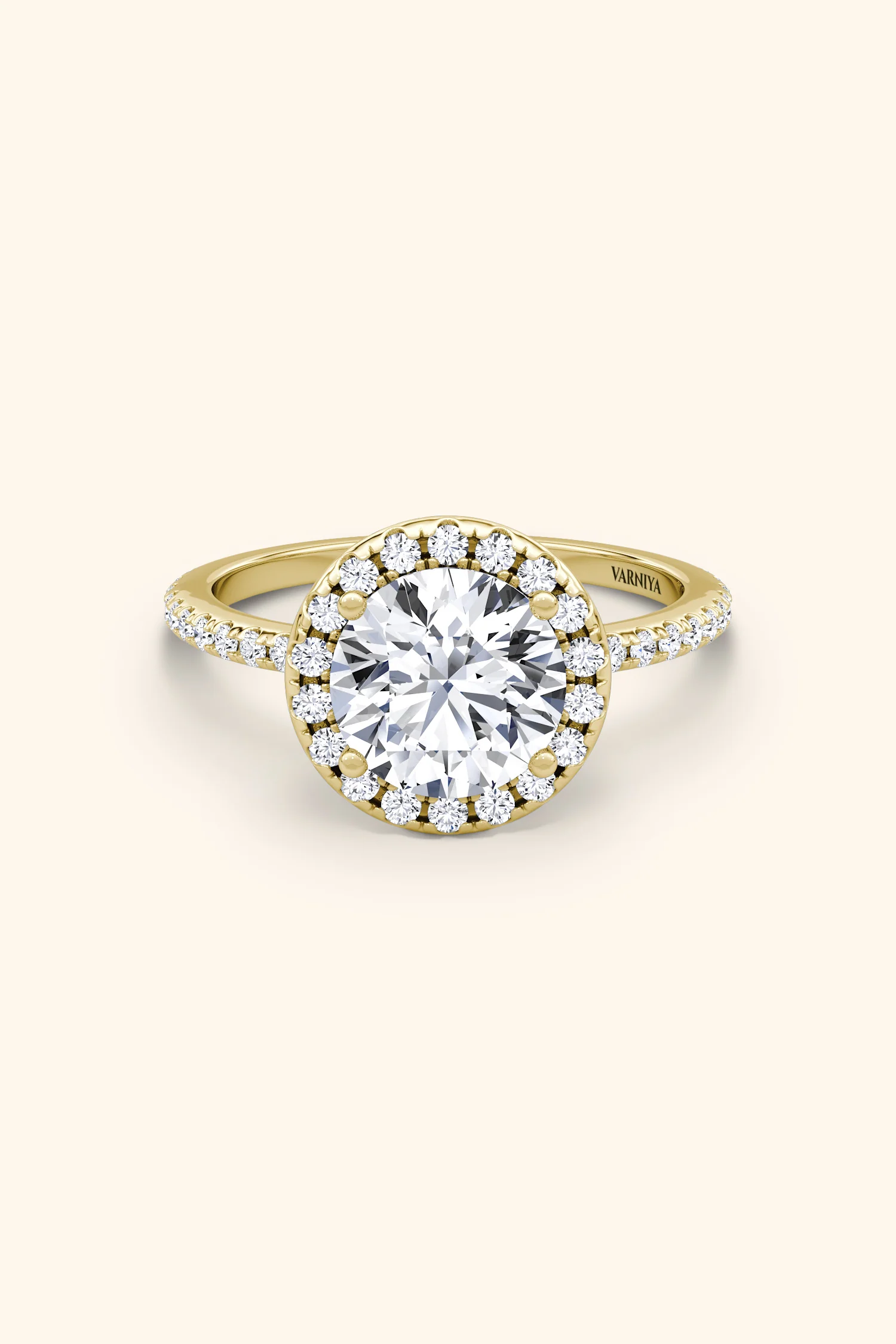 Angelica Classic Halo with a Round Solitaire Pavé Ring - Image 11