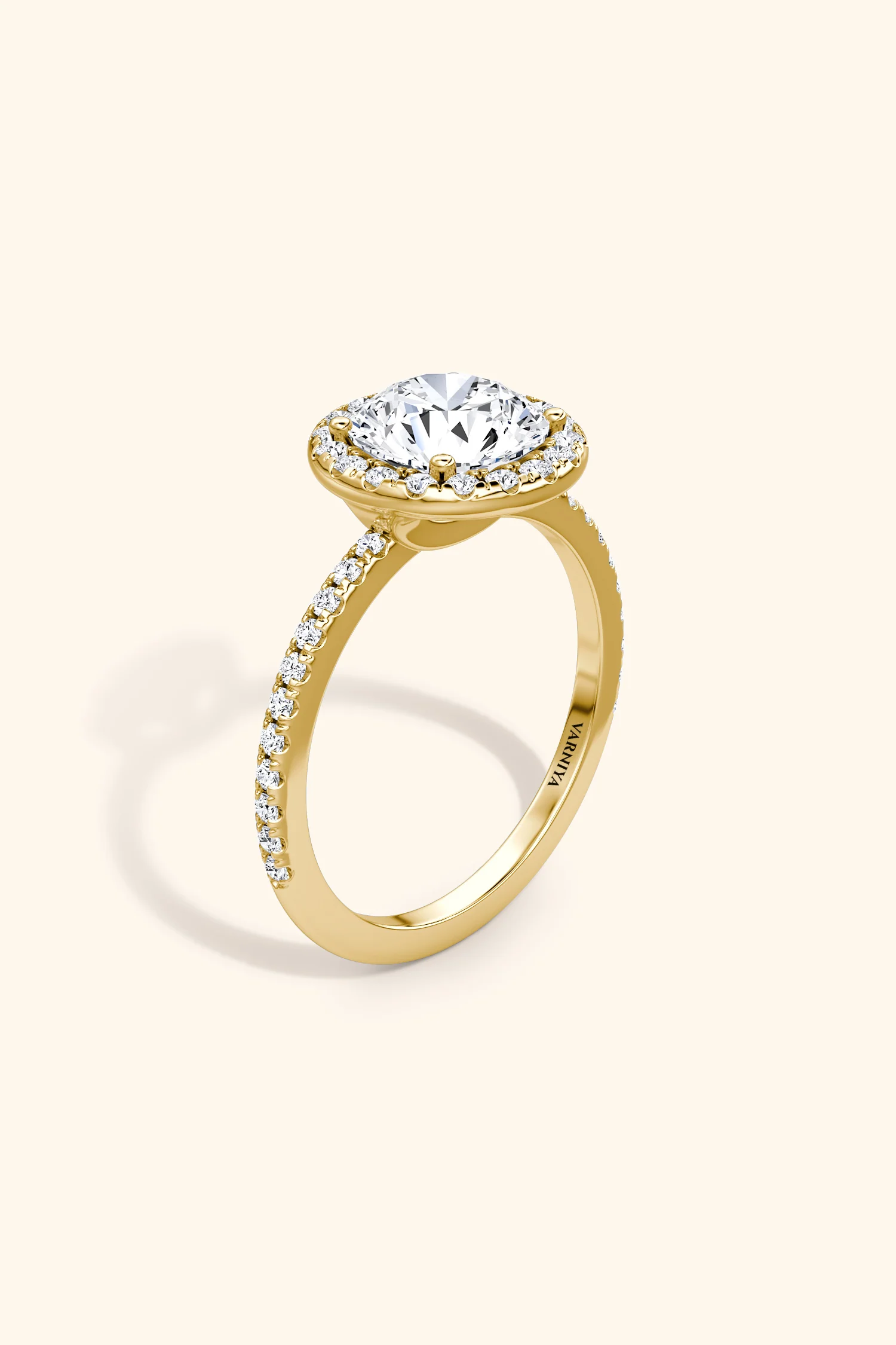 Angelica Classic Halo with a Round Solitaire Pavé Ring - Image 12