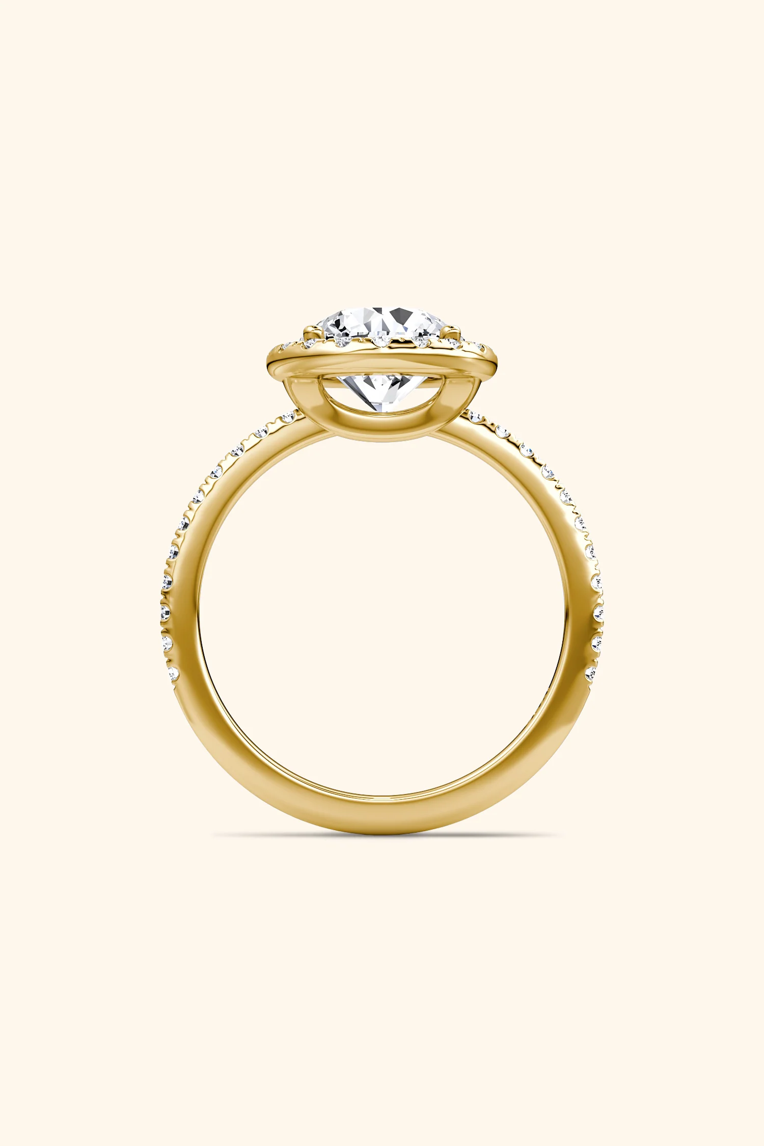 Angelica Classic Halo with a Round Solitaire Pavé Ring - Image 13