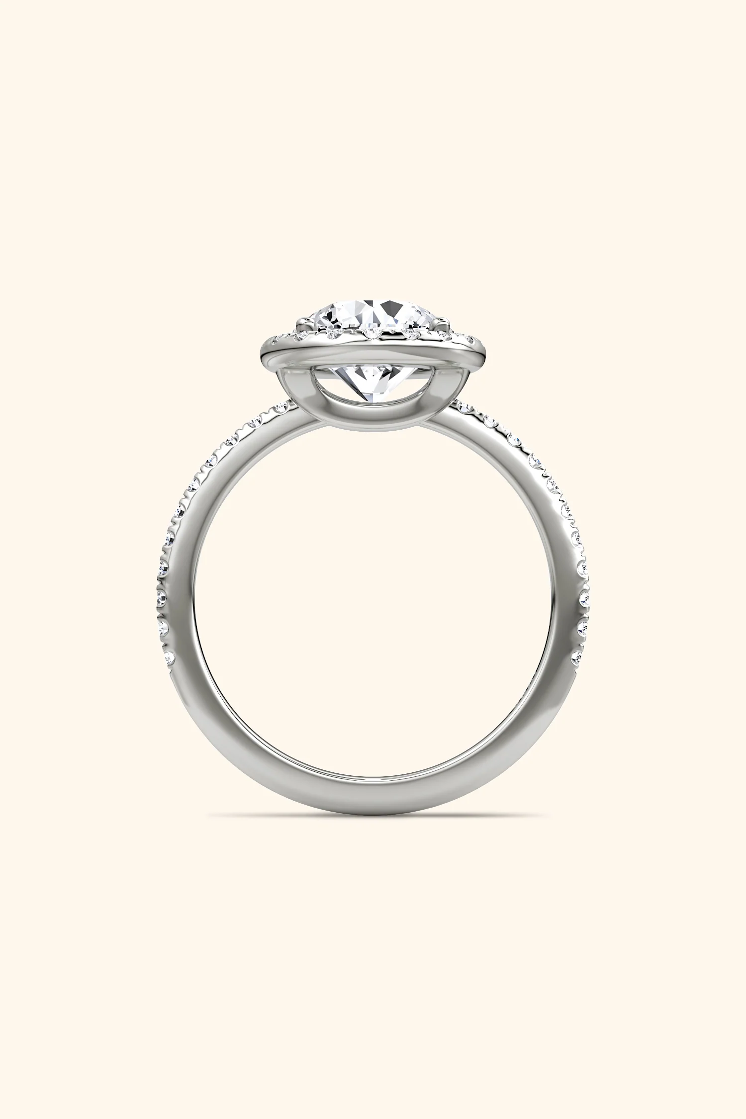 Angelica Classic Halo with a Round Solitaire Pavé Ring - Image 3