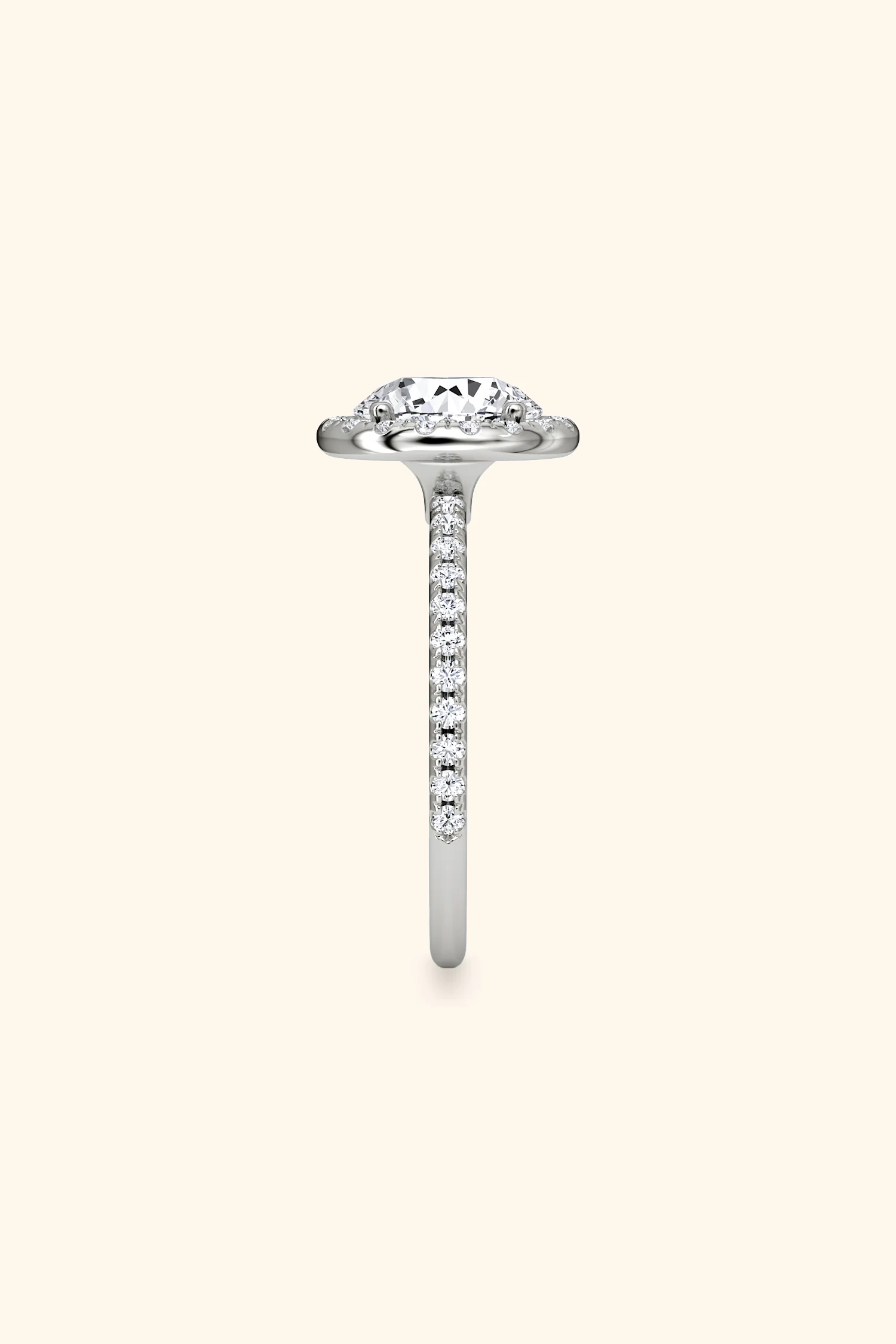 Angelica Classic Halo with a Round Solitaire Pavé Ring - Image 5
