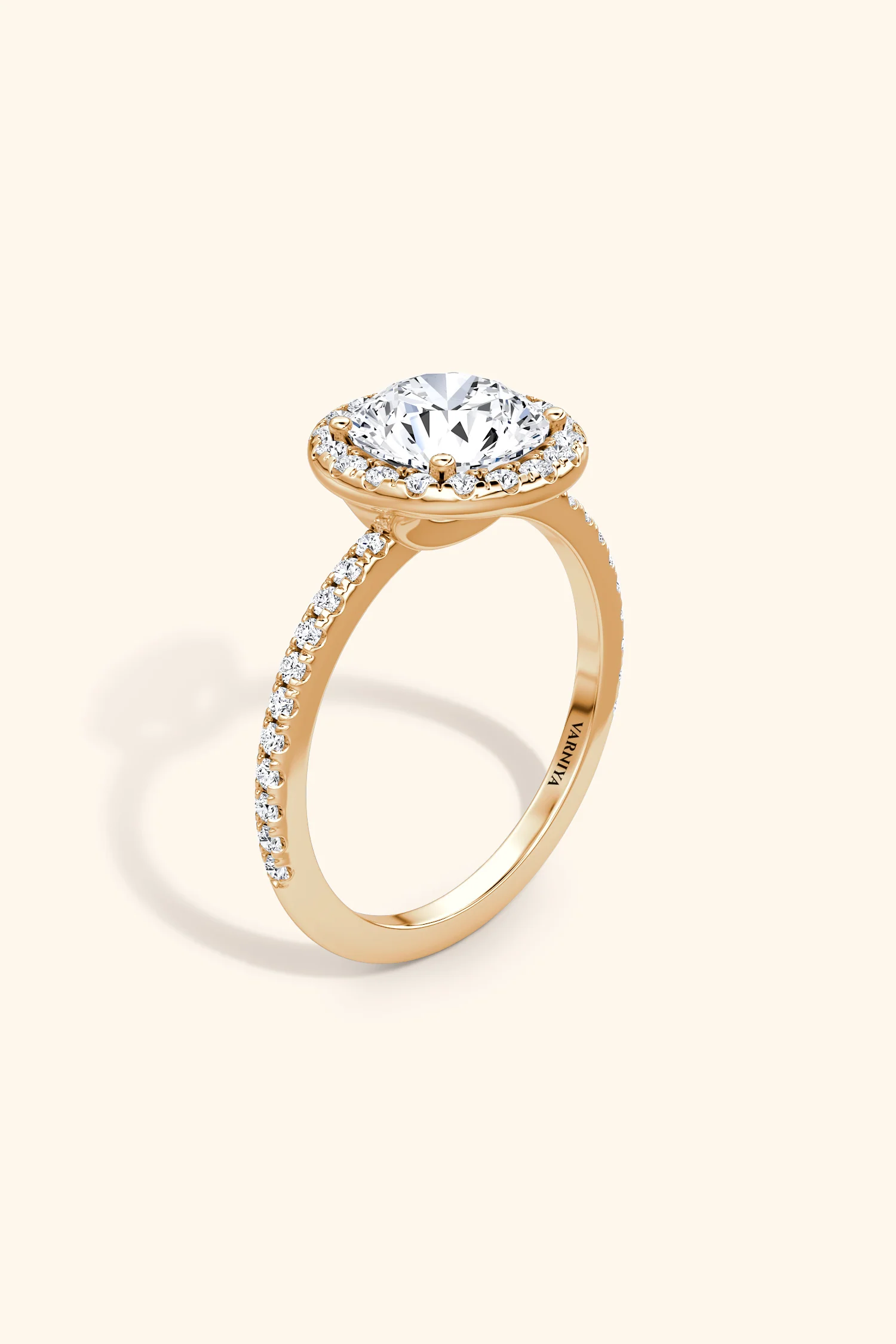Angelica Classic Halo with a Round Solitaire Pavé Ring - Image 6