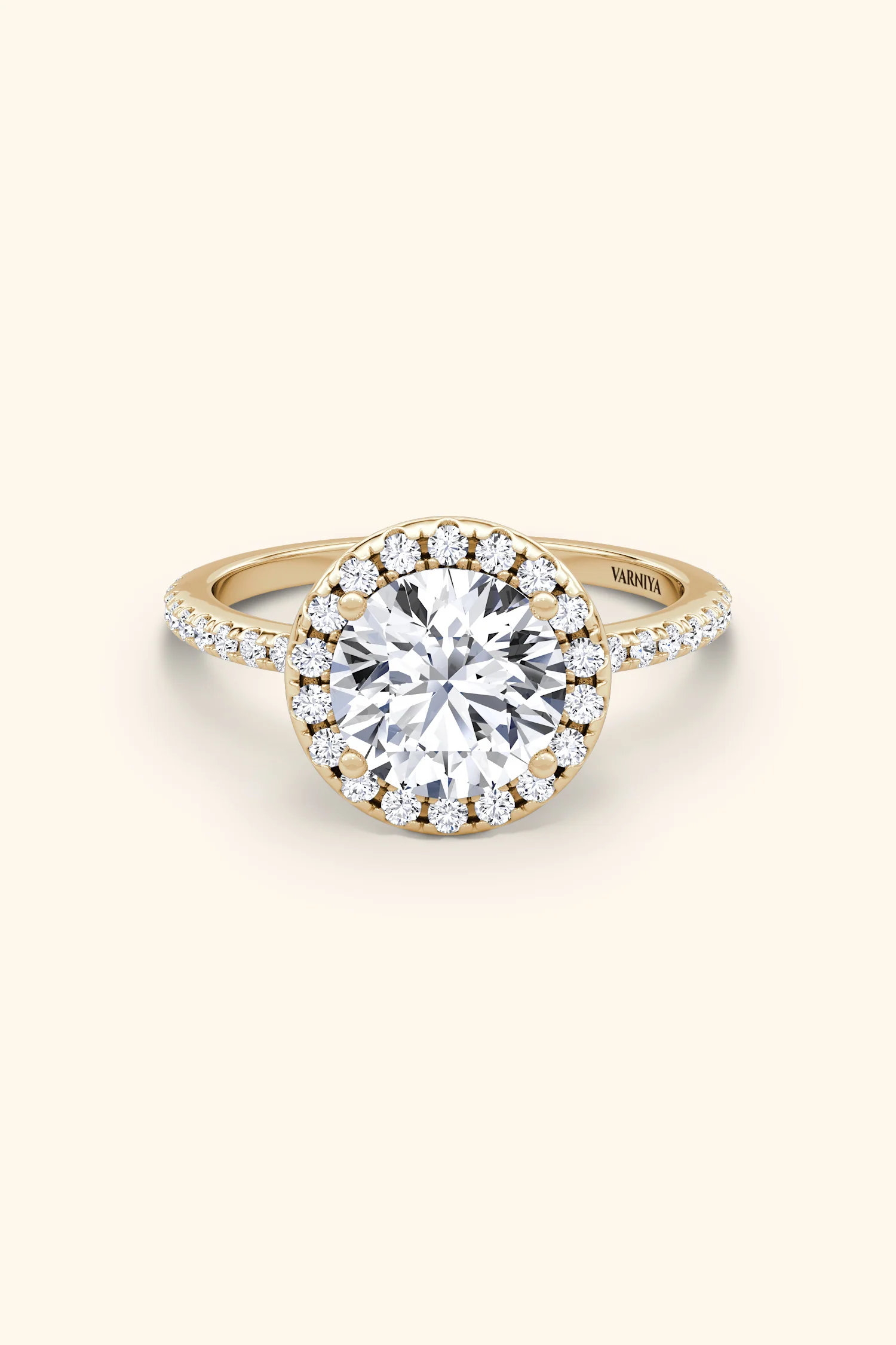 Angelica Classic Halo with a Round Solitaire Pavé Ring - Image 7