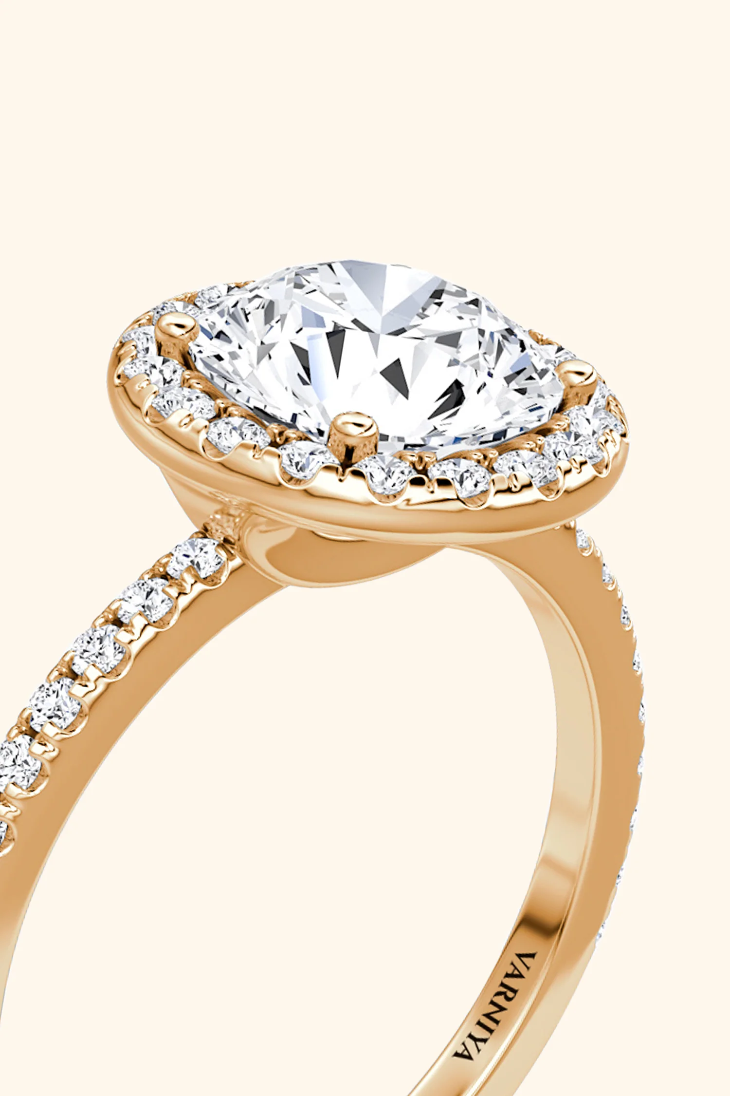 Angelica Classic Halo with a Round Solitaire Pavé Ring - Image 9