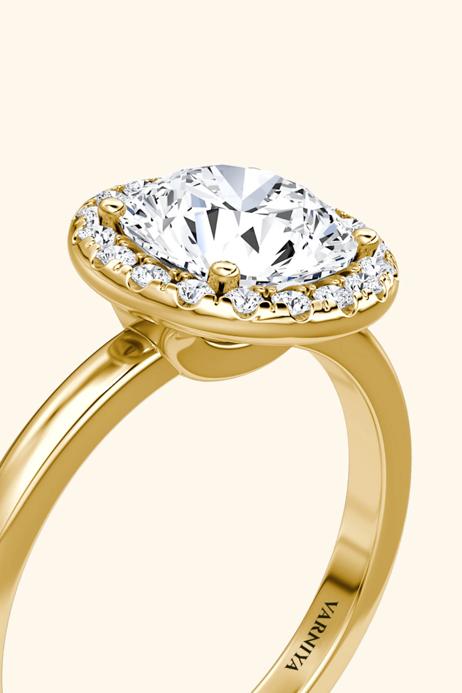 Angelica Classic Halo with a Round Solitaire Ring - Image 14