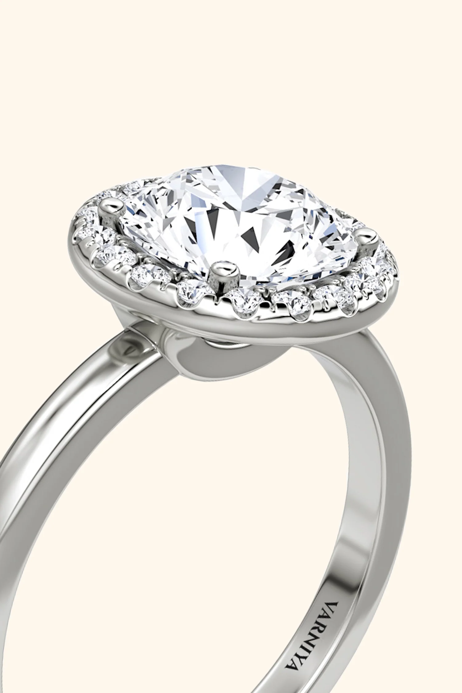 Angelica Classic Halo with a Round Solitaire Ring - Image 4
