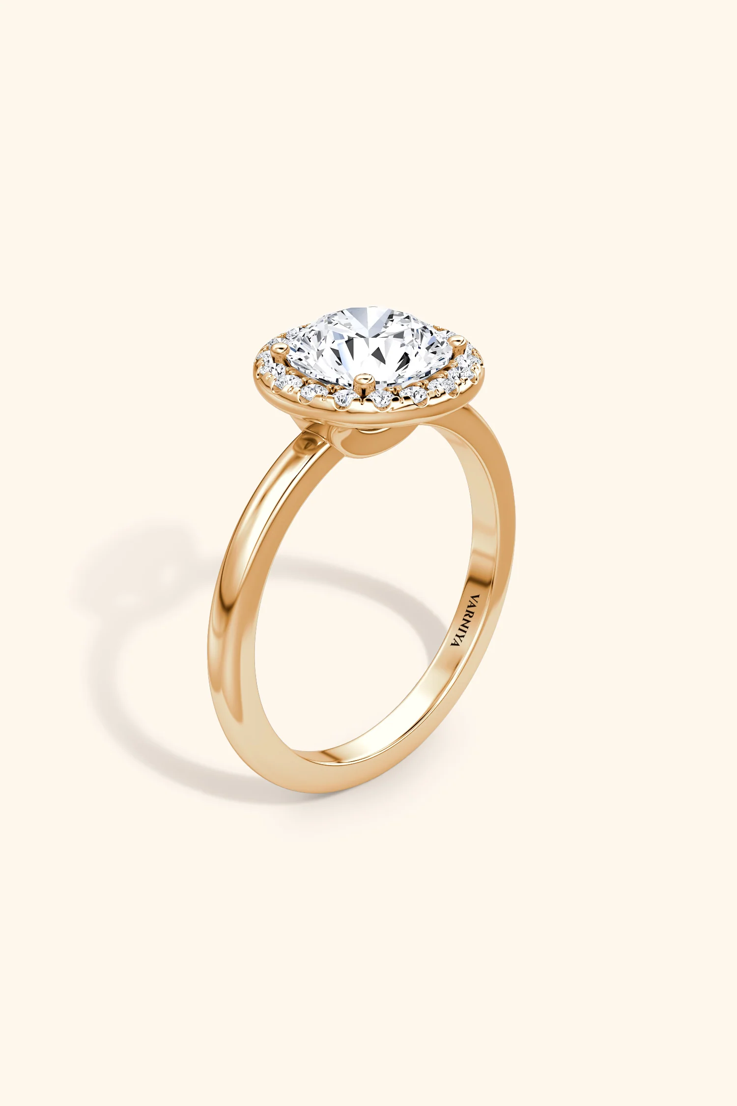Angelica Classic Halo with a Round Solitaire Ring - Image 7