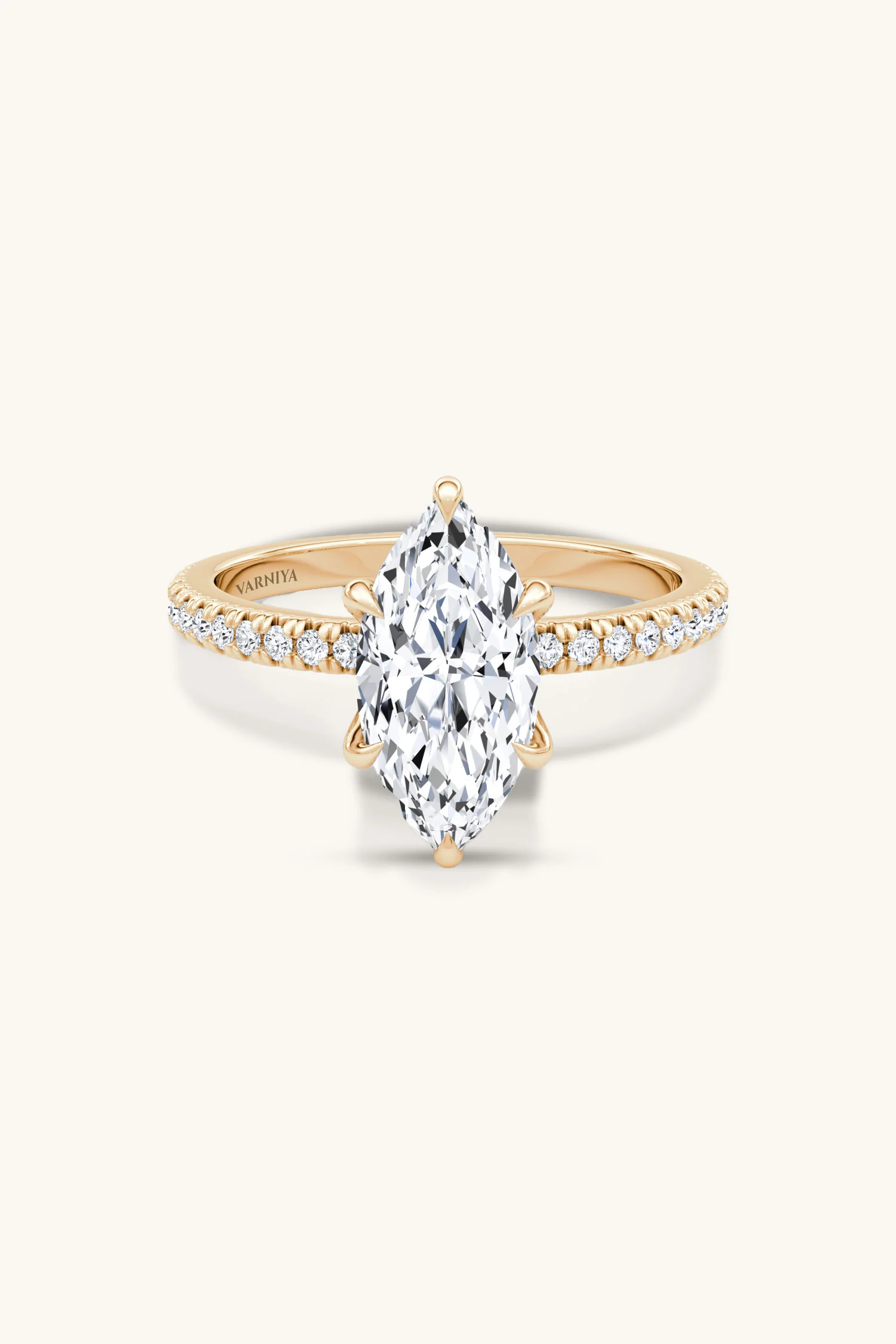 Bella Luna Halo Marquise Solitaire Pavé Ring - Image 10