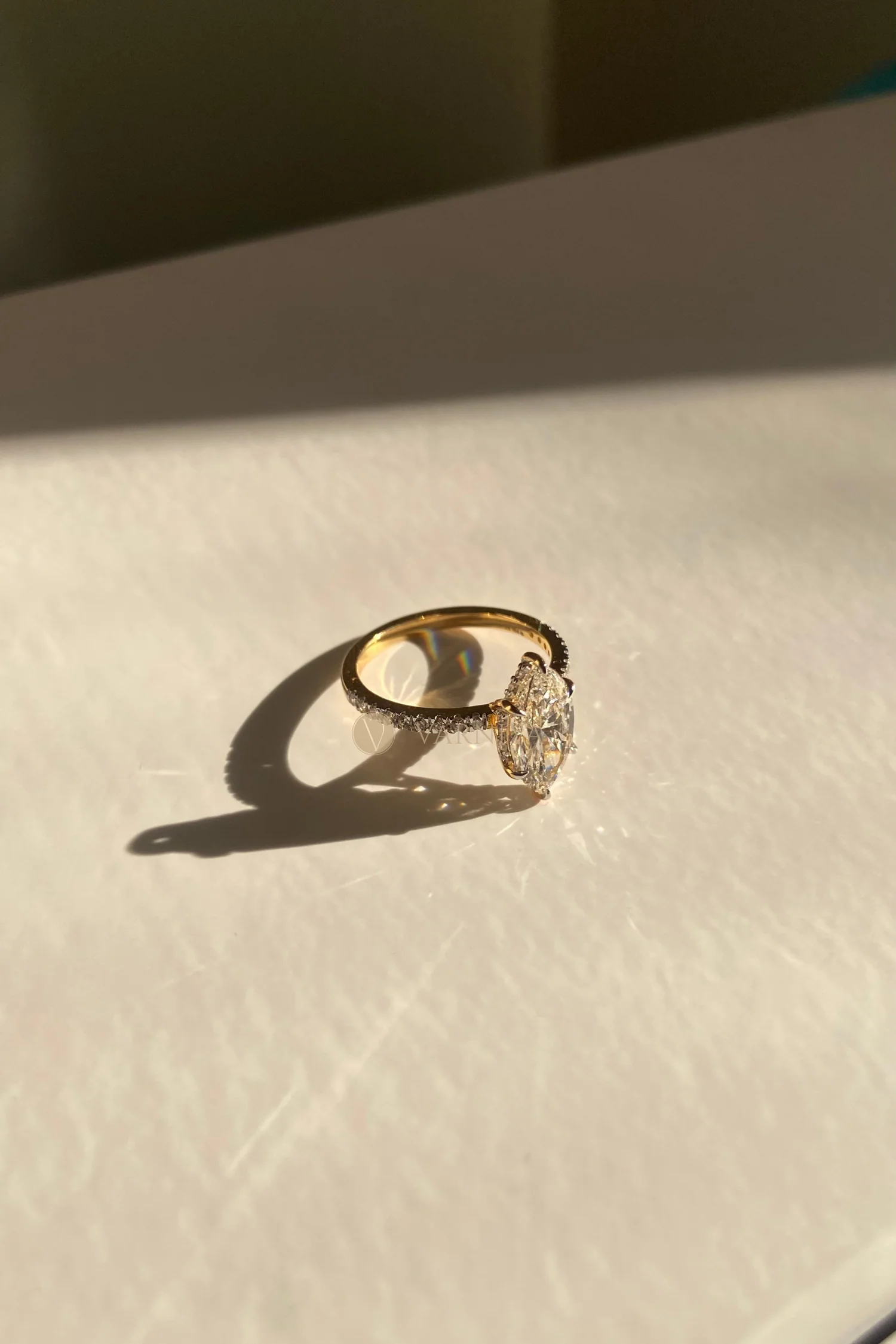 Bella Luna Halo Marquise Solitaire Pavé Ring - Image 4