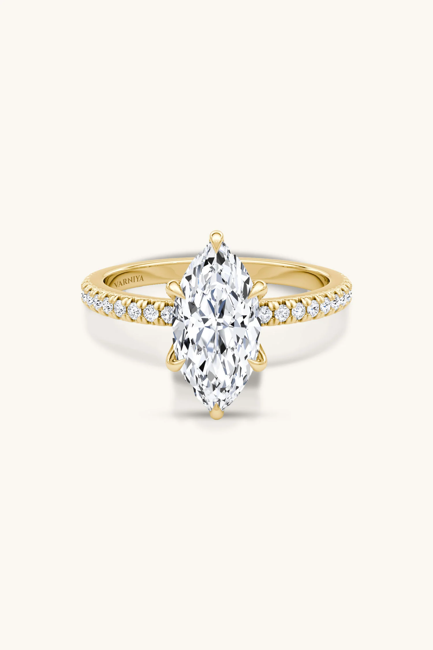 Bella Luna Halo Marquise Solitaire Pavé Ring - Image 8