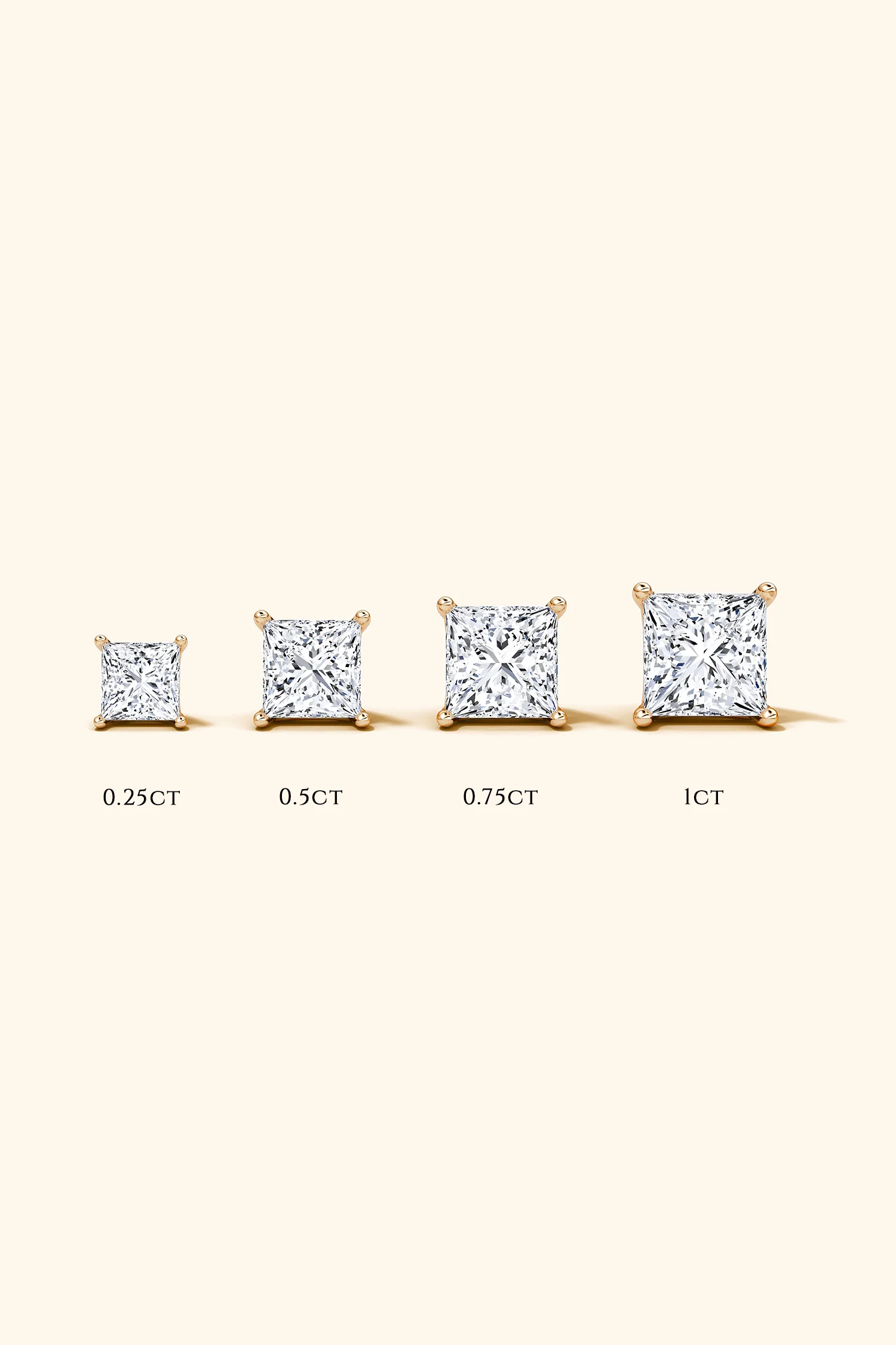 Classic Diamond Studs set with Princess Solitaire - Image 10