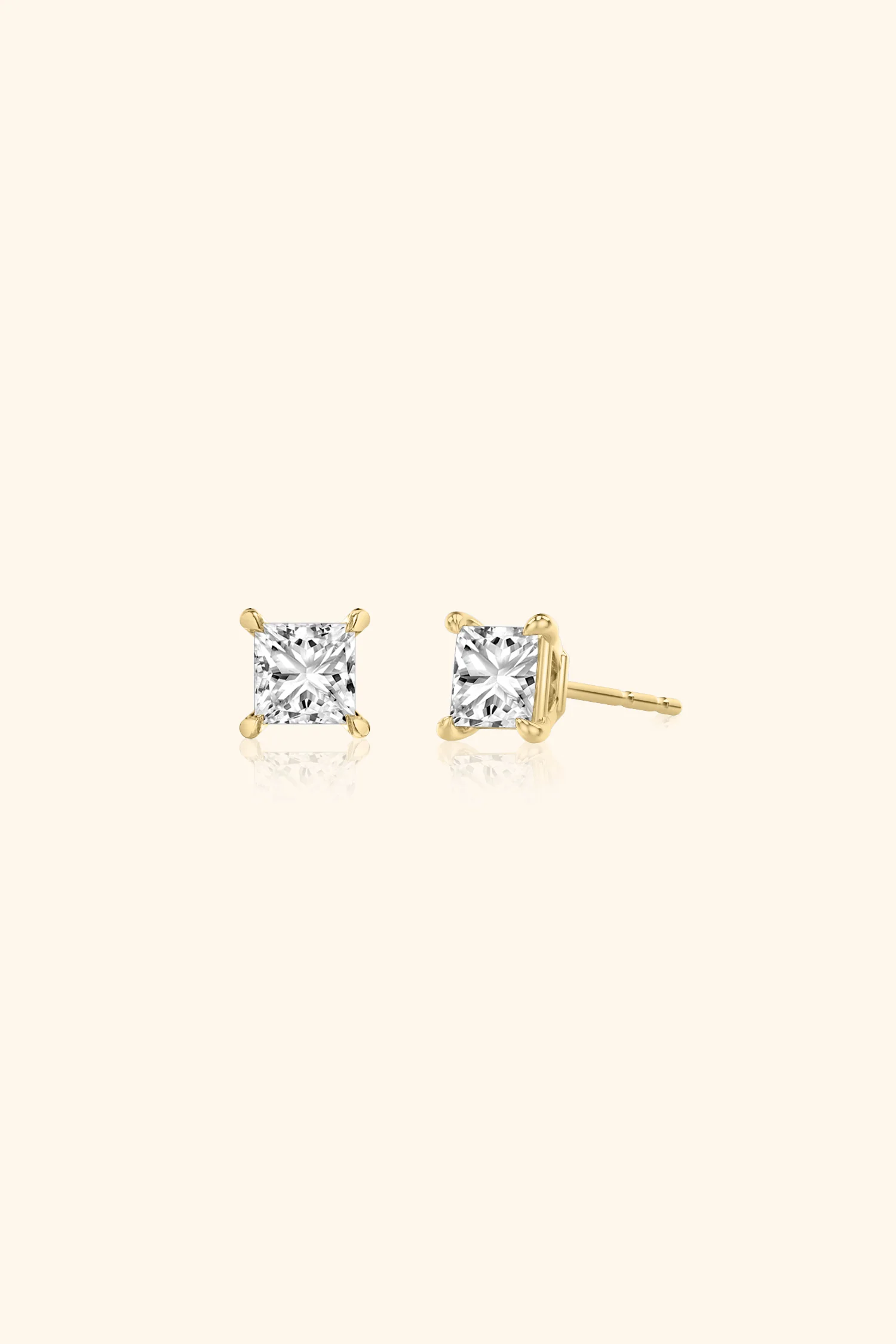 Classic Diamond Studs set with Princess Solitaire - Image 3