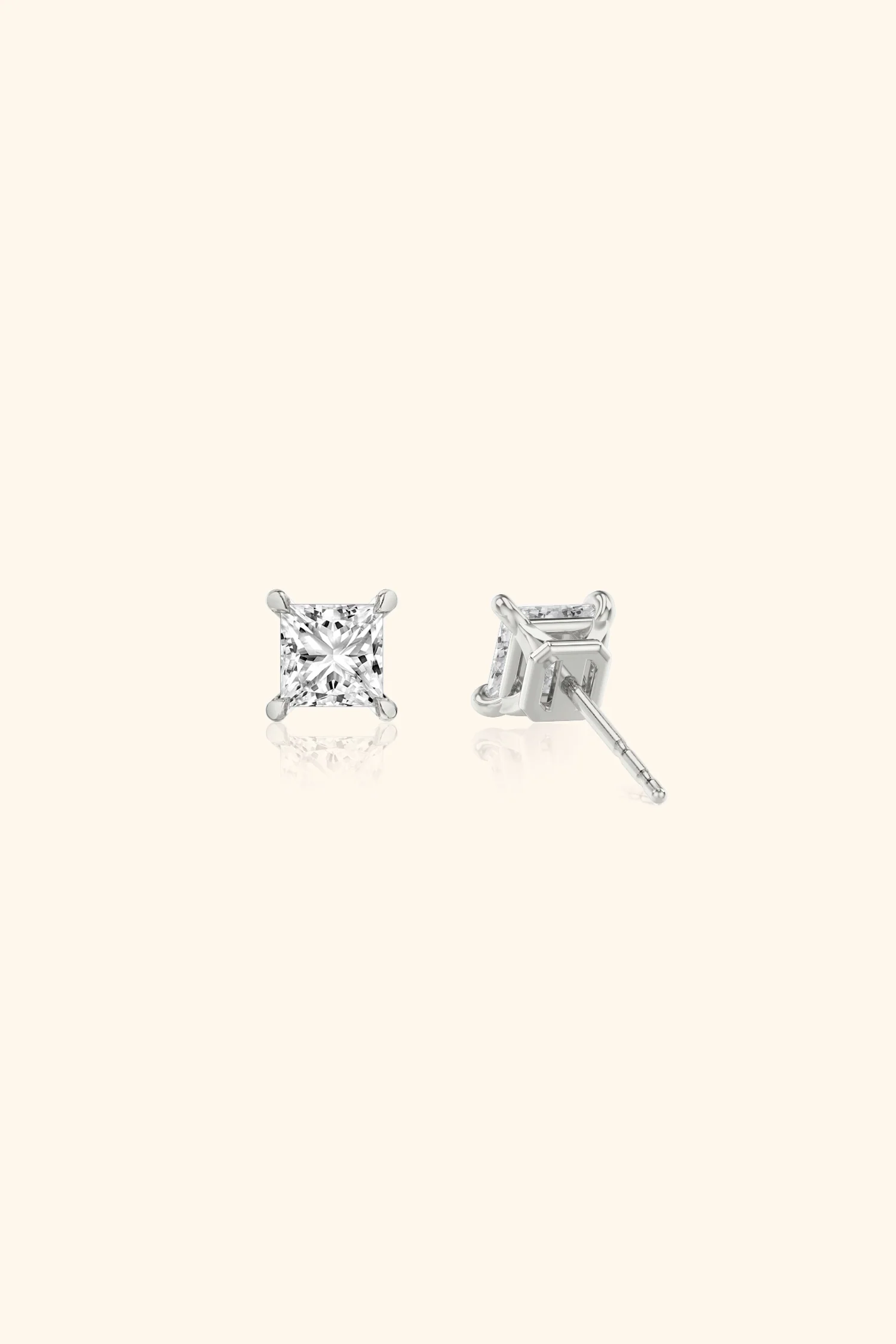 Classic Diamond Studs set with Princess Solitaire - Image 4