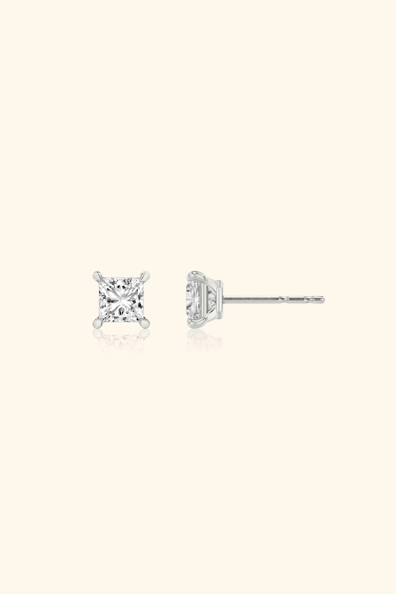 Classic Diamond Studs set with Princess Solitaire - Image 5