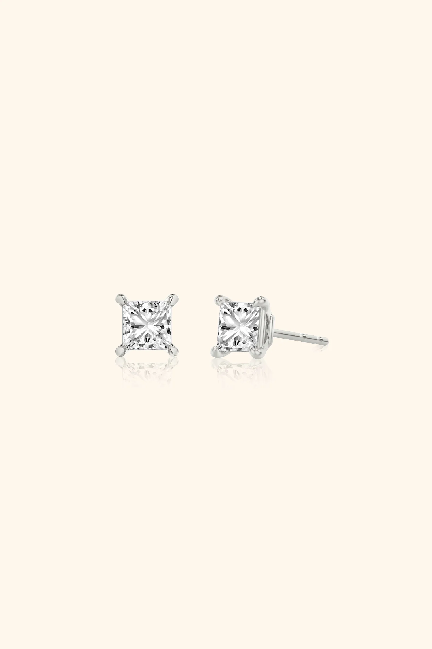 Classic Diamond Studs set with Princess Solitaire - Image 6