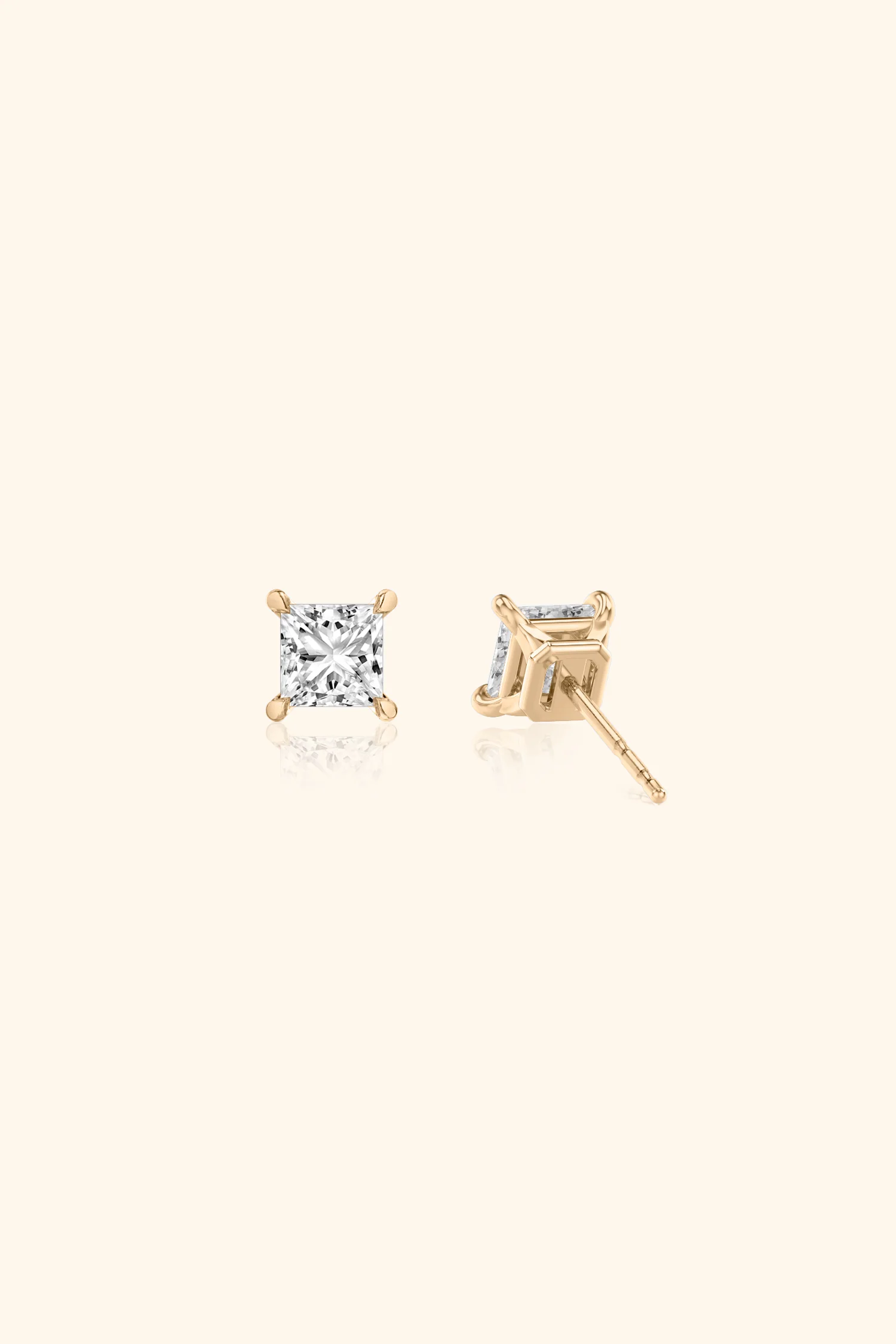 Classic Diamond Studs set with Princess Solitaire - Image 7