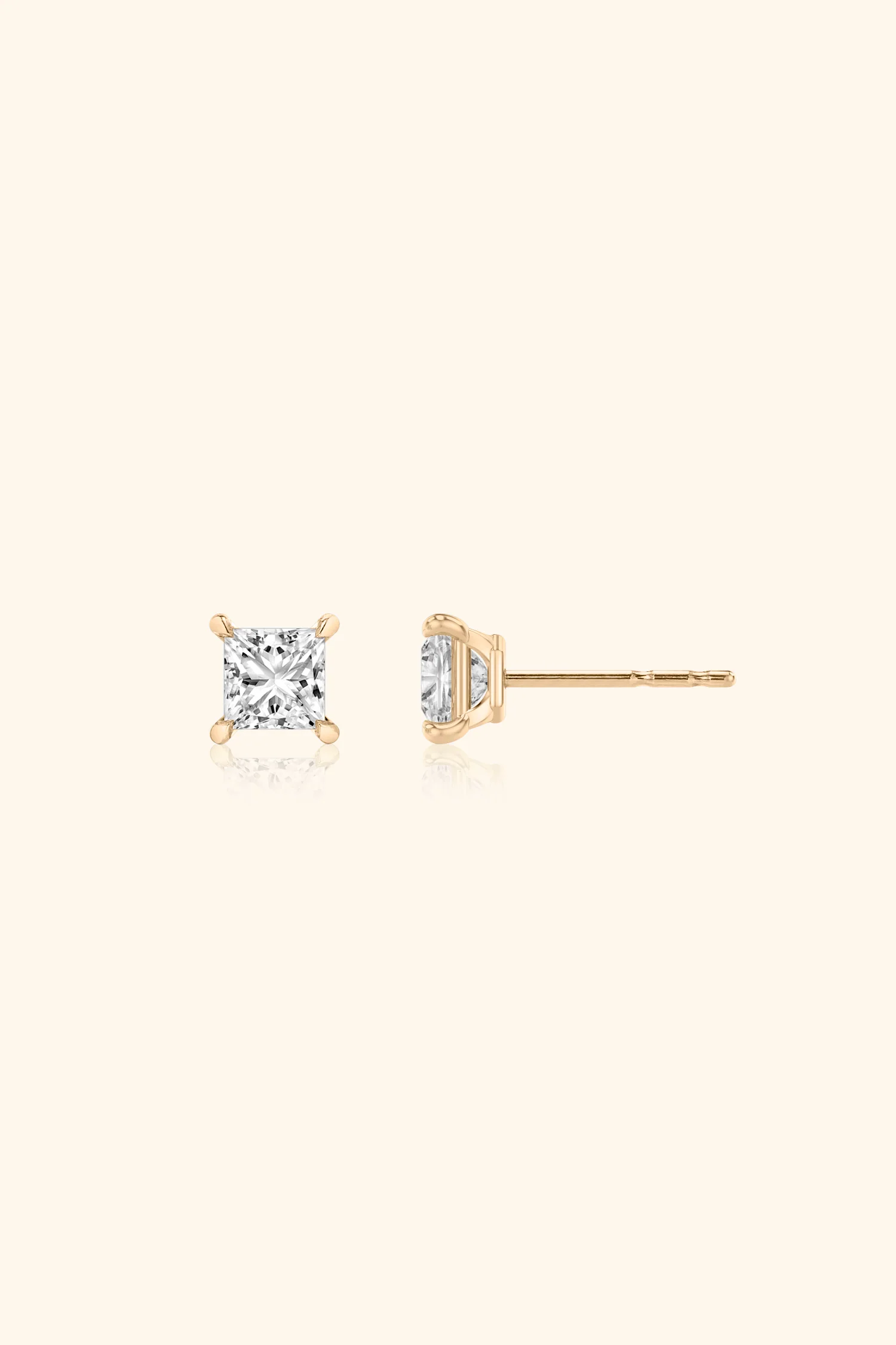 Classic Diamond Studs set with Princess Solitaire - Image 8