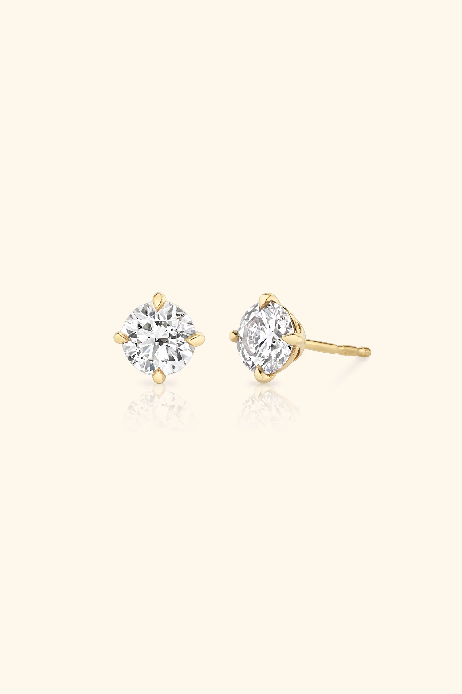 Classic Diamond Studs set with Round Solitaire - Image 3