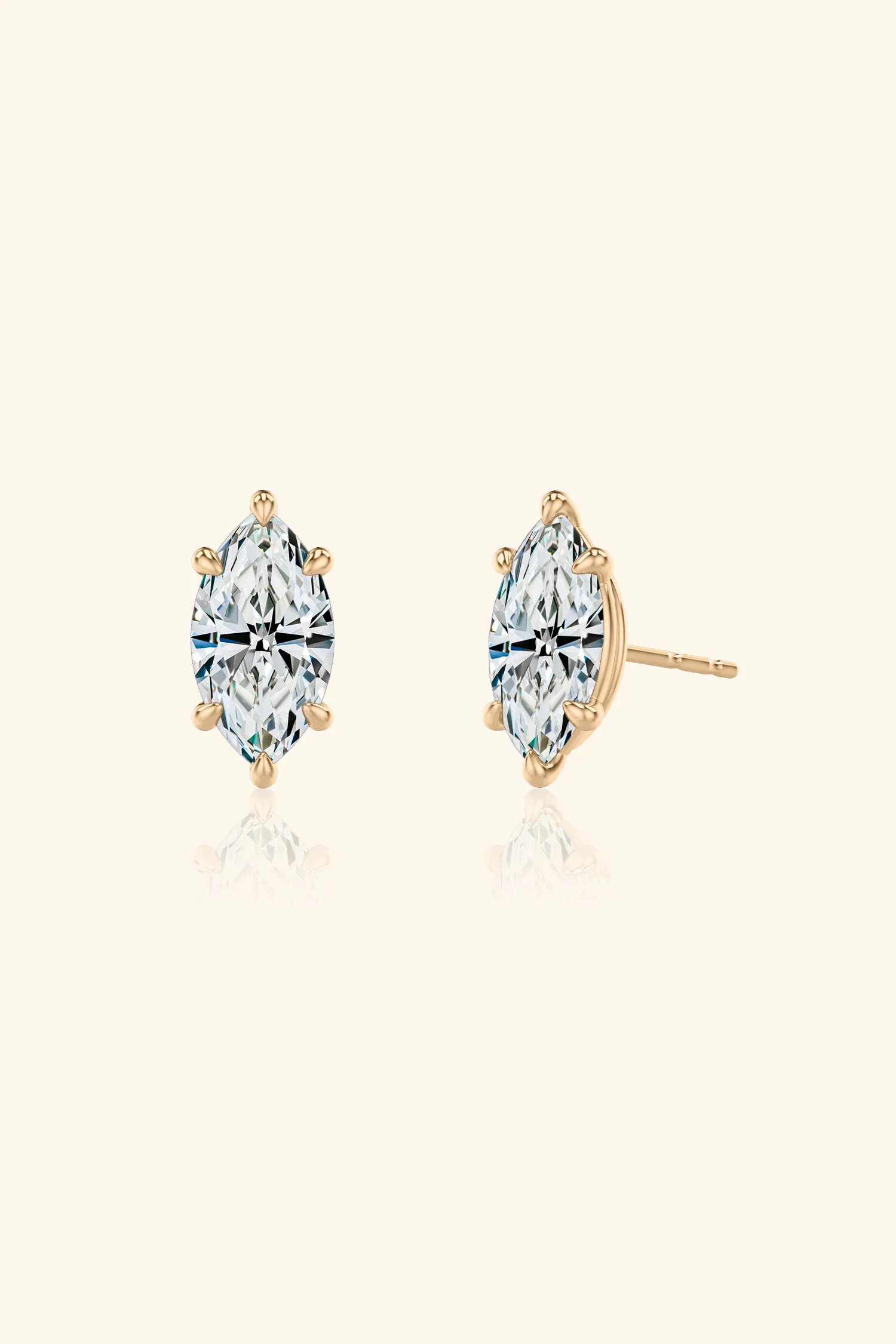 Classic Diamond Studs set with a Marquise Solitaire - Image 3